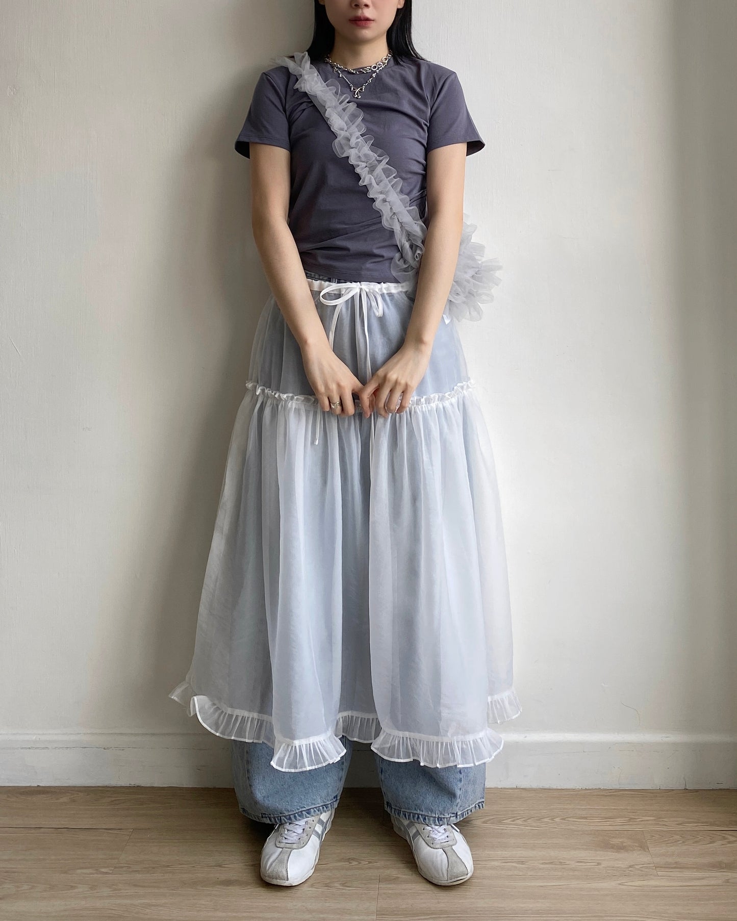 TP520 Pin-tuck Pleated Tee - Black | Navy | White