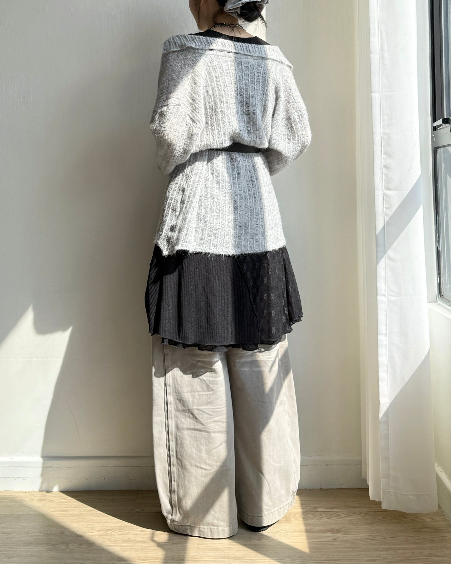 CD058 Fleur Cardigan - Gray | Pink