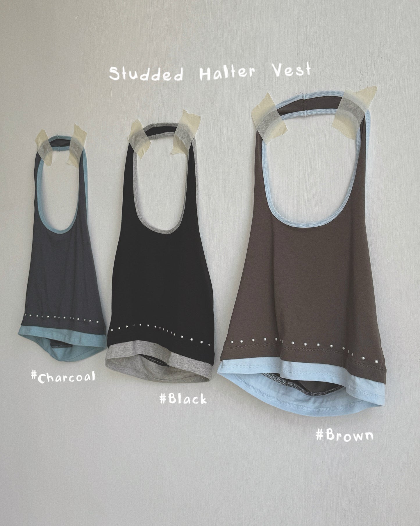 VT301 Studded Halter Vest - Brown | Black | Charcoal
