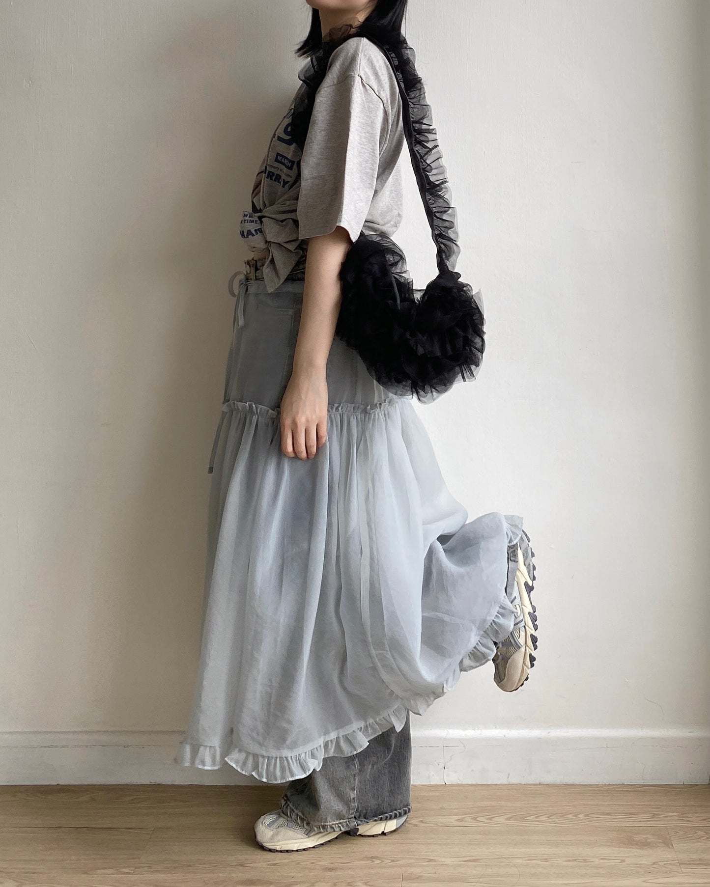 SK189 Sheer Skirt - Blue | Back | White