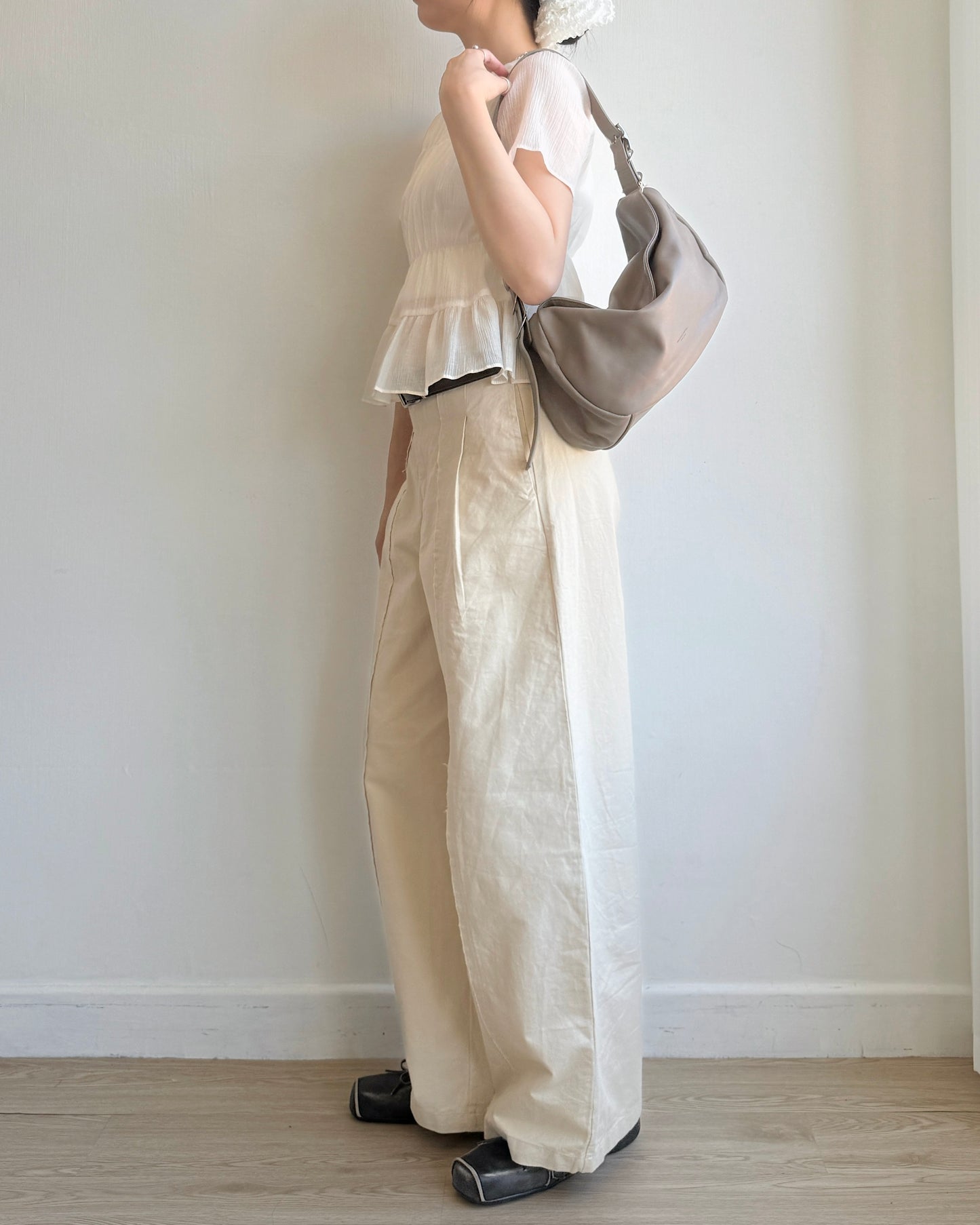 現貨 PT072 Wide Straight-Fit Cotton Pant - White | Beige | Black