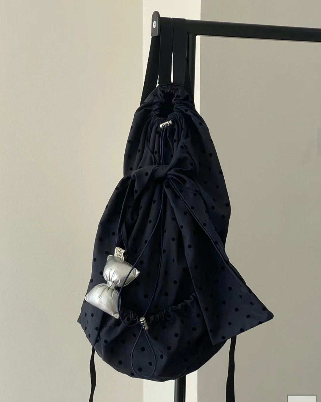 BG032 Polka Dot Backpack - Navy | Drak Gray