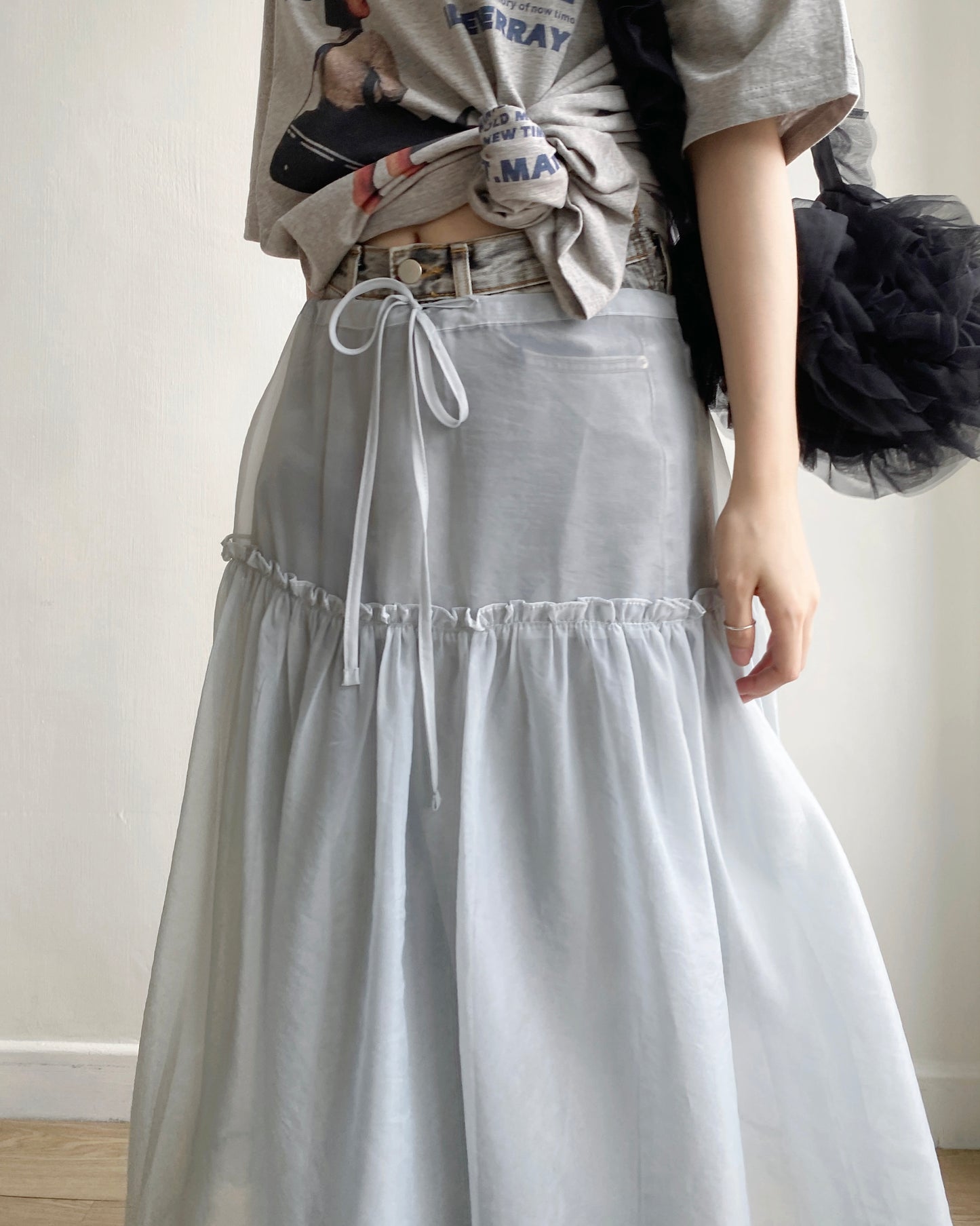 SK189 Sheer Skirt - Blue | Back | White