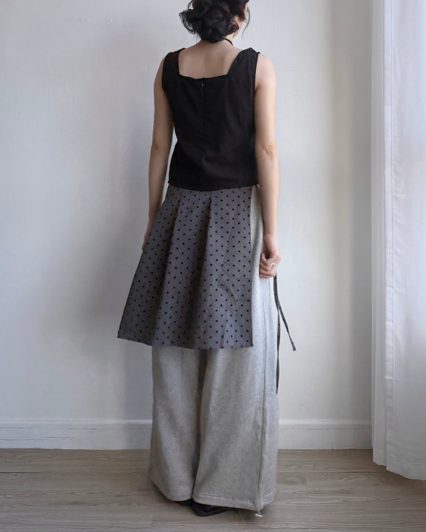 PT074 Polka Dot Warp Pants - Gray | Black