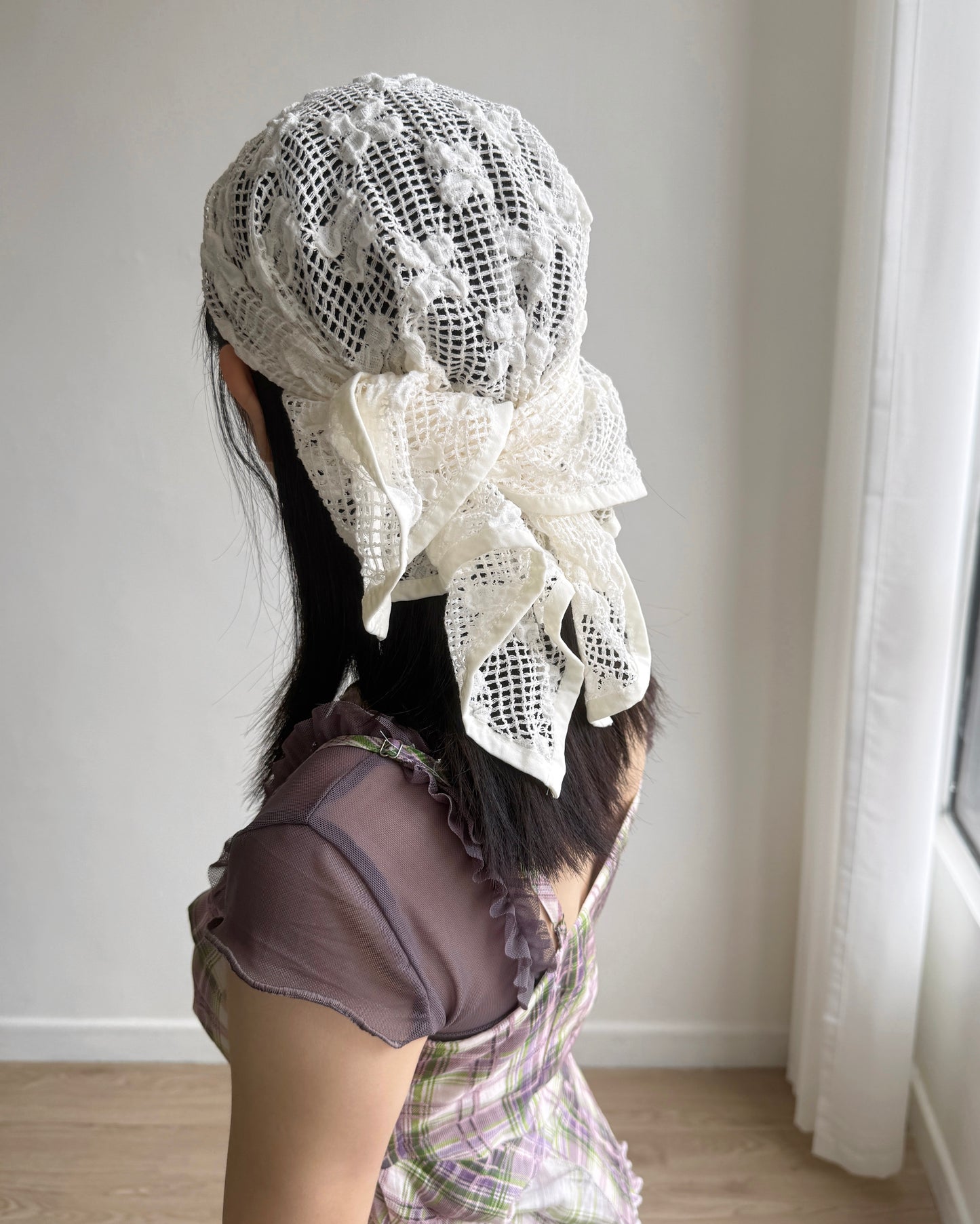 KA4349 Popcorn Scarf - Ivory | Black