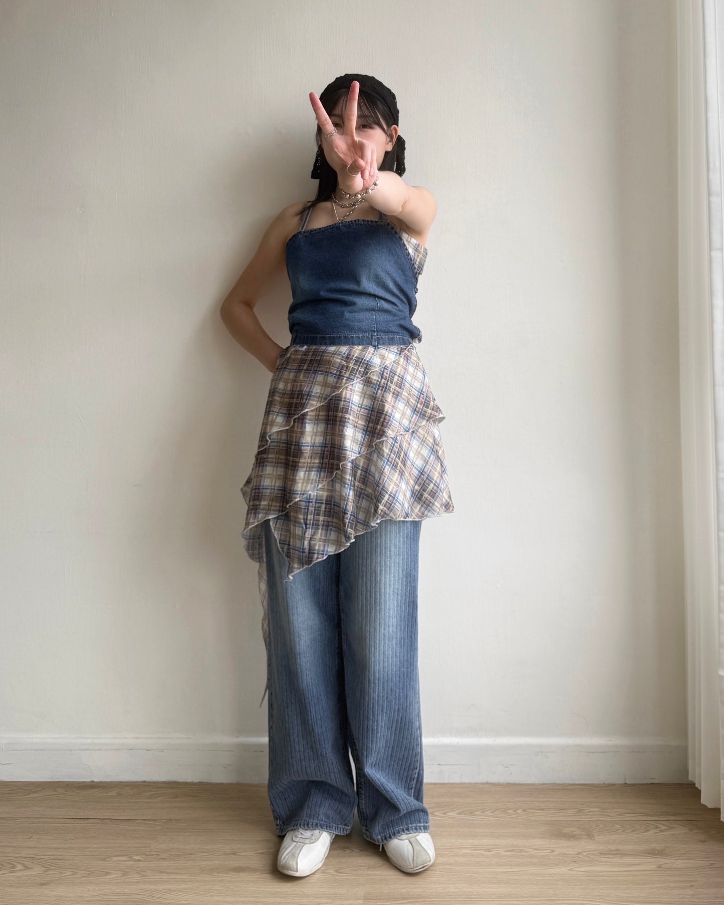 VT253 Denim Strap Camisole - Light Blue | Navy