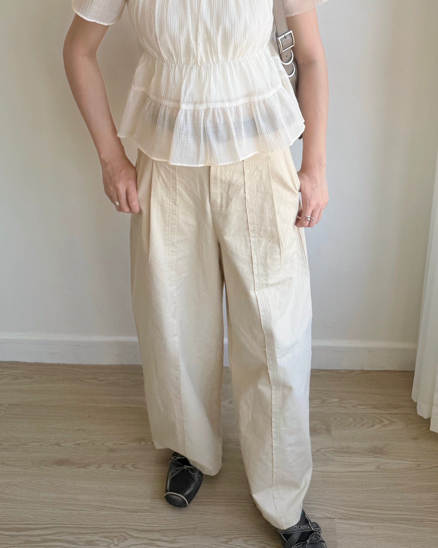 現貨 PT072 Wide Straight-Fit Cotton Pant - White | Beige | Black
