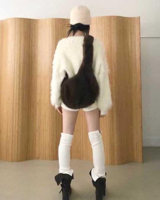 BG033 MoMo Fur Bag - Ivory | Brown