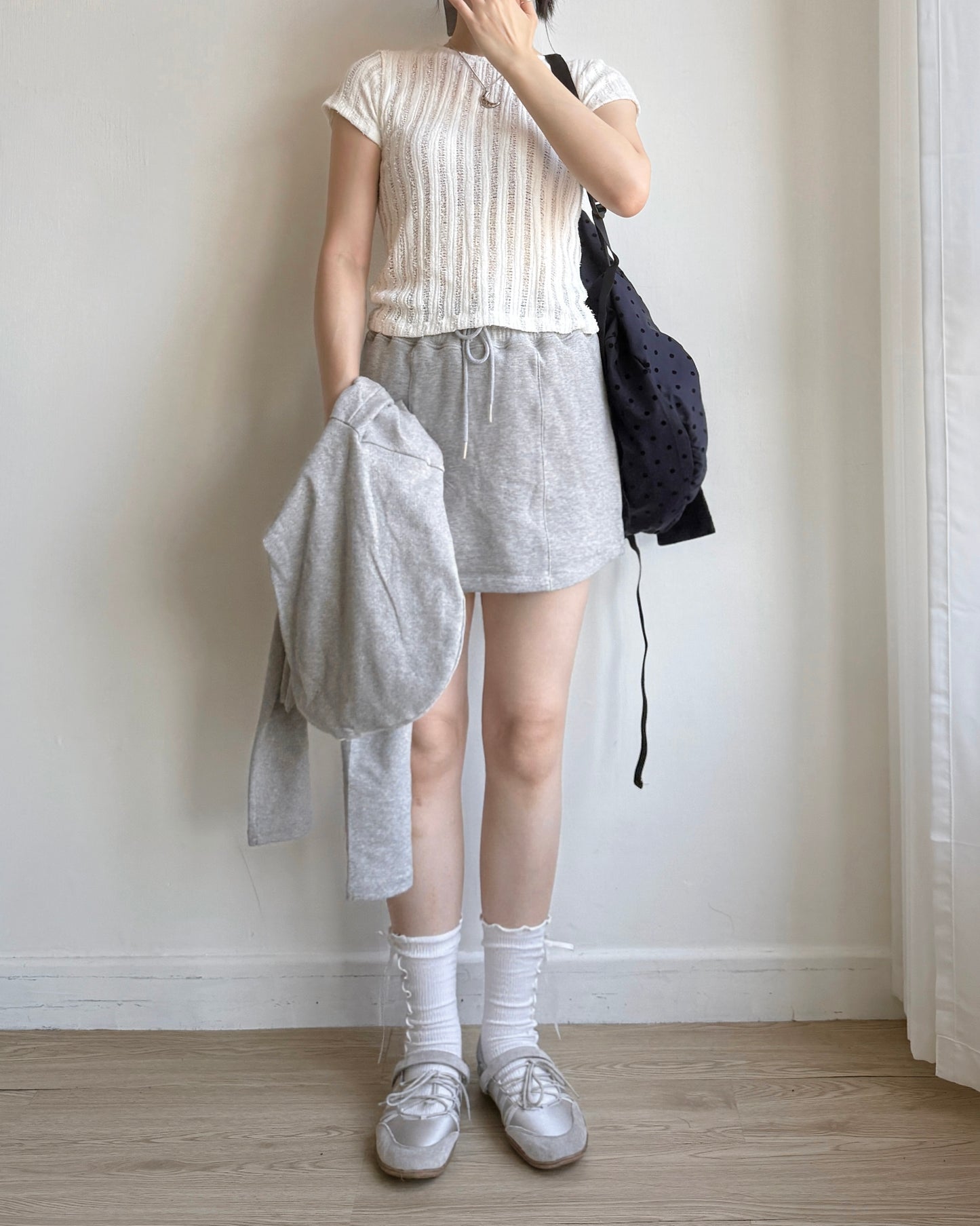 TP539 Knit Top - White | Charcoal