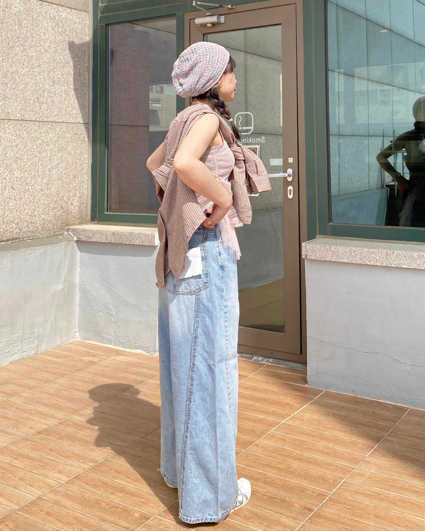 VT242 Ruffle Sheer Vest - Pink | Gray | Black
