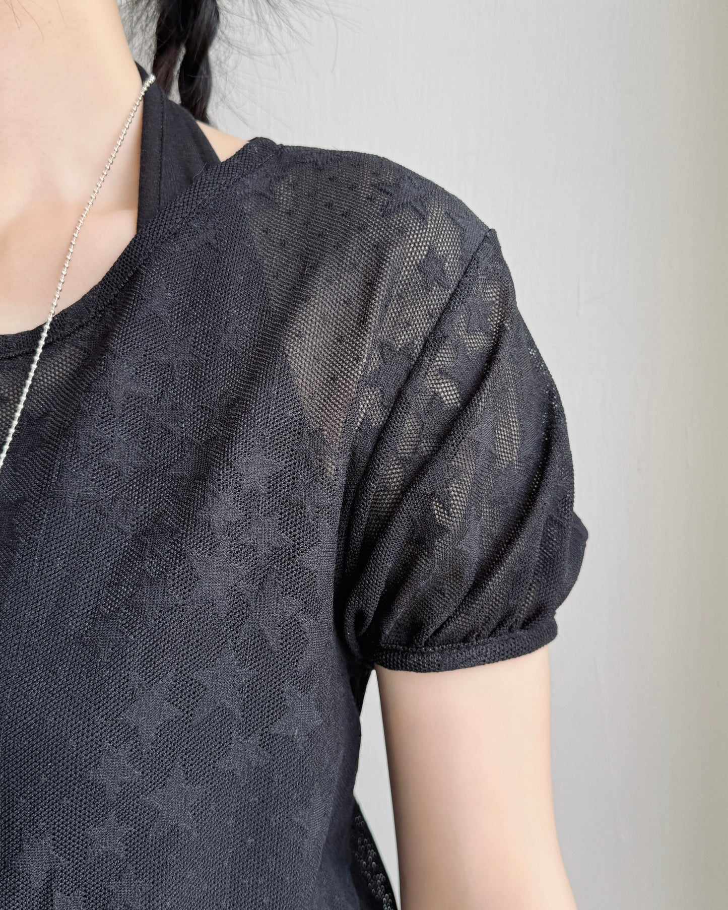 TP595 Star Sheer Blouse - White | Black