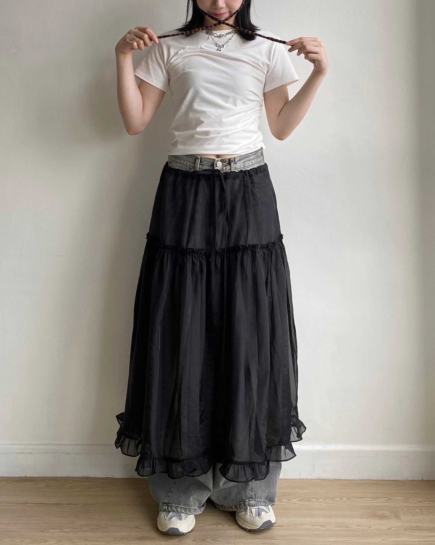SK189 Sheer Skirt - Blue | Back | White