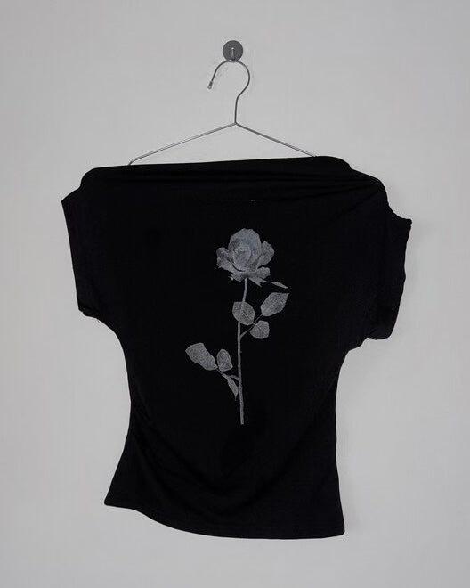 TP536 Rose off-shoulder - White | Black