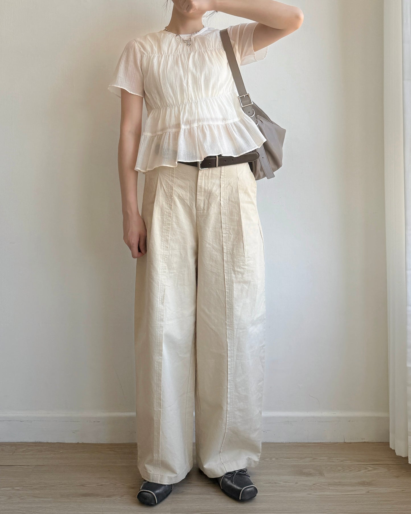 現貨 PT072 Wide Straight-Fit Cotton Pant - White | Beige | Black