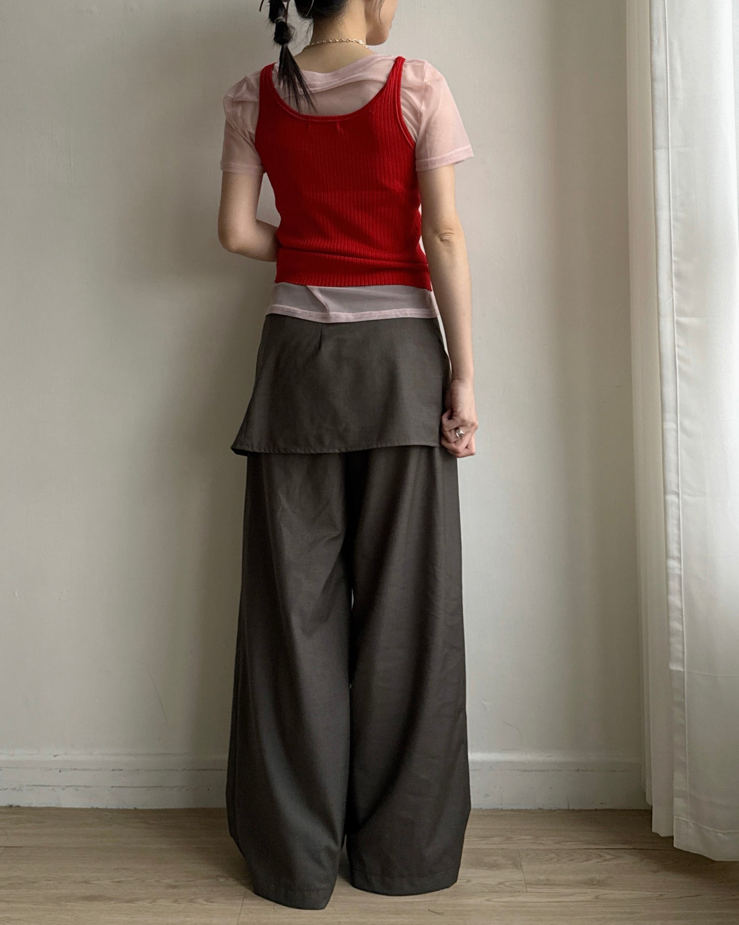 TP587 Sheer Top Set - White | Red