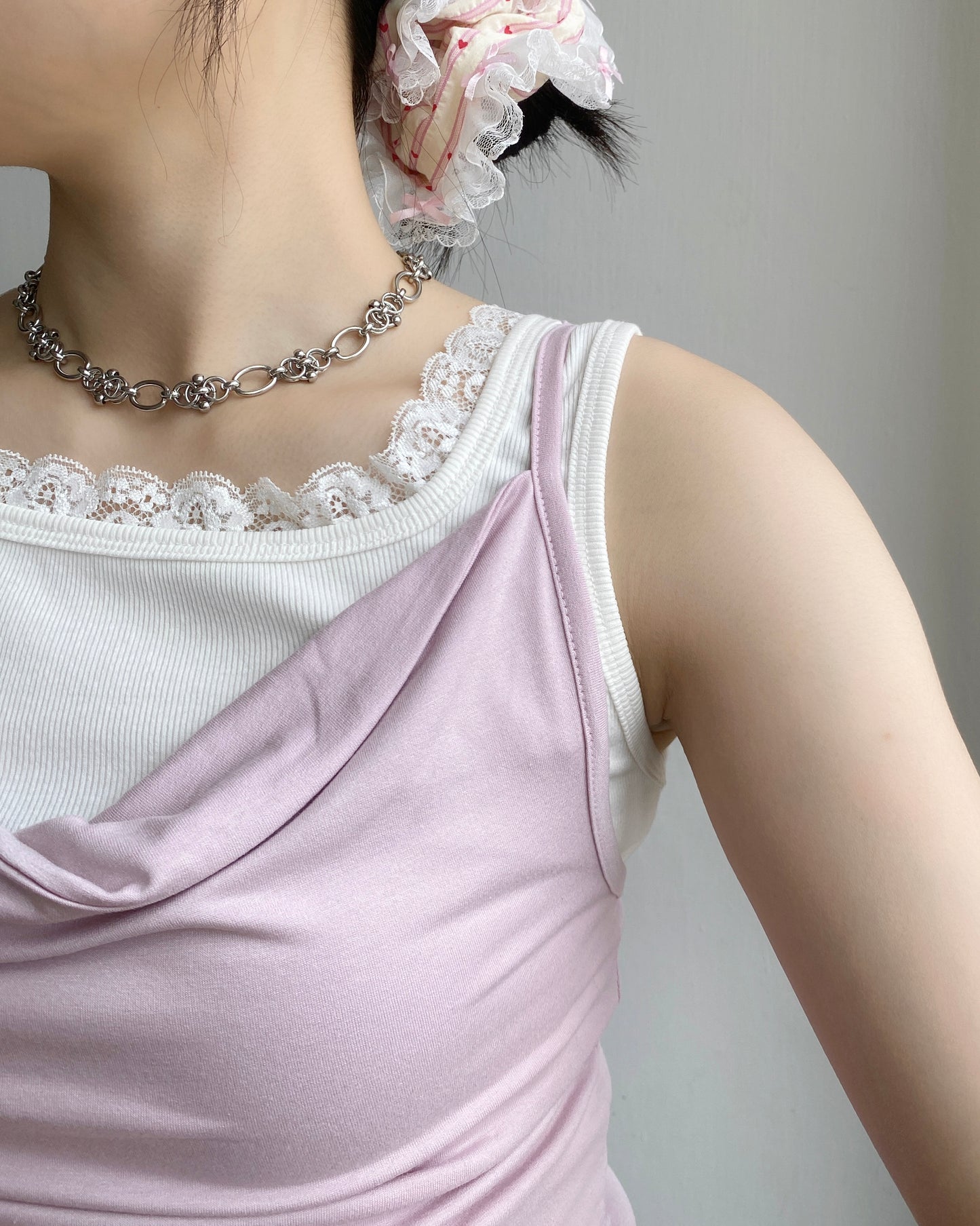 VT247 Twins Lace Vest - Pink | Gray