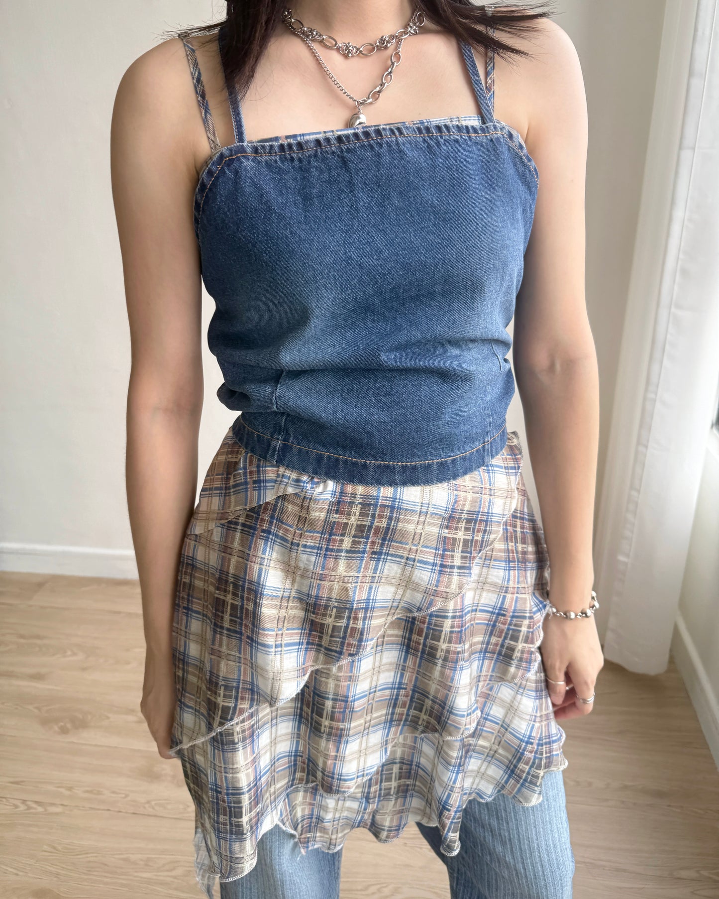 VT253 Denim Strap Camisole - Light Blue | Navy