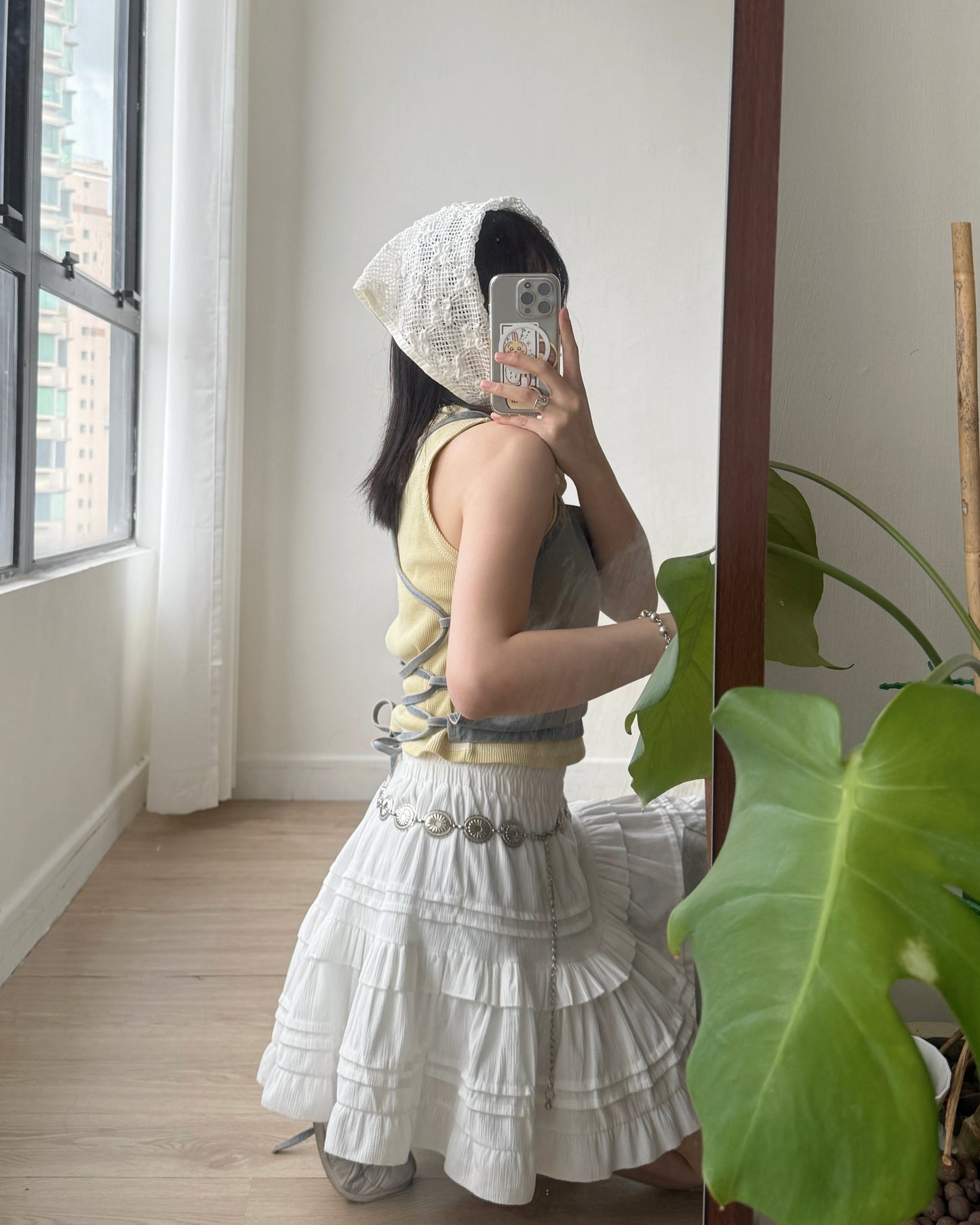 KA4349 Popcorn Scarf - Ivory | Black