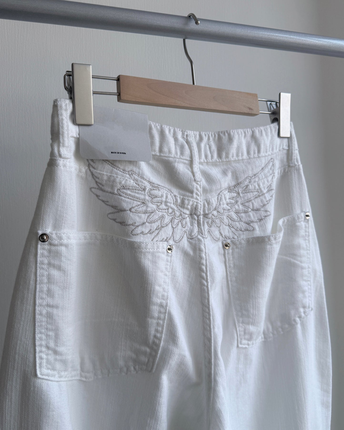 JN059 Flying Needle Wide Pants - White