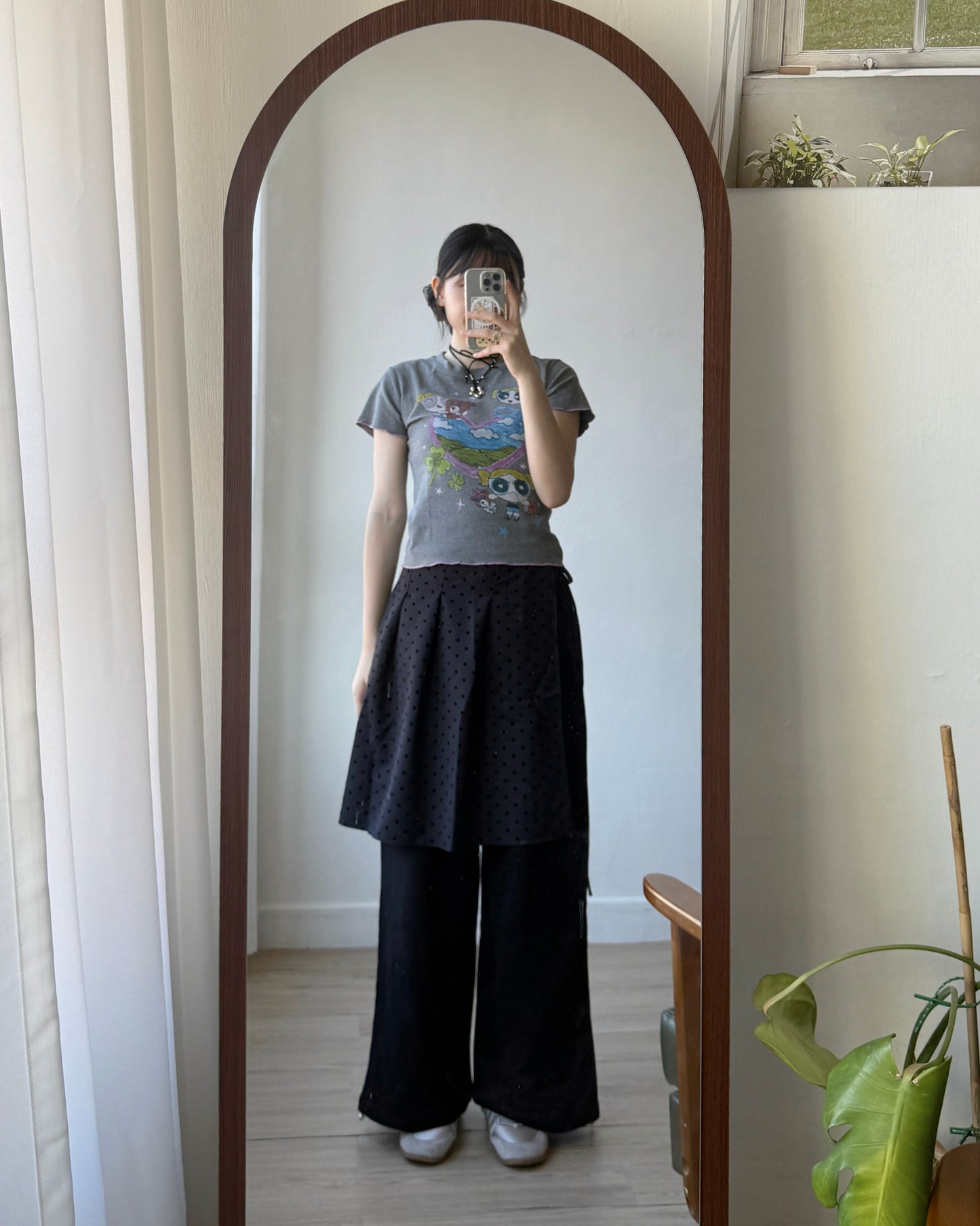 PT074 Polka Dot Warp Pants - Gray | Black