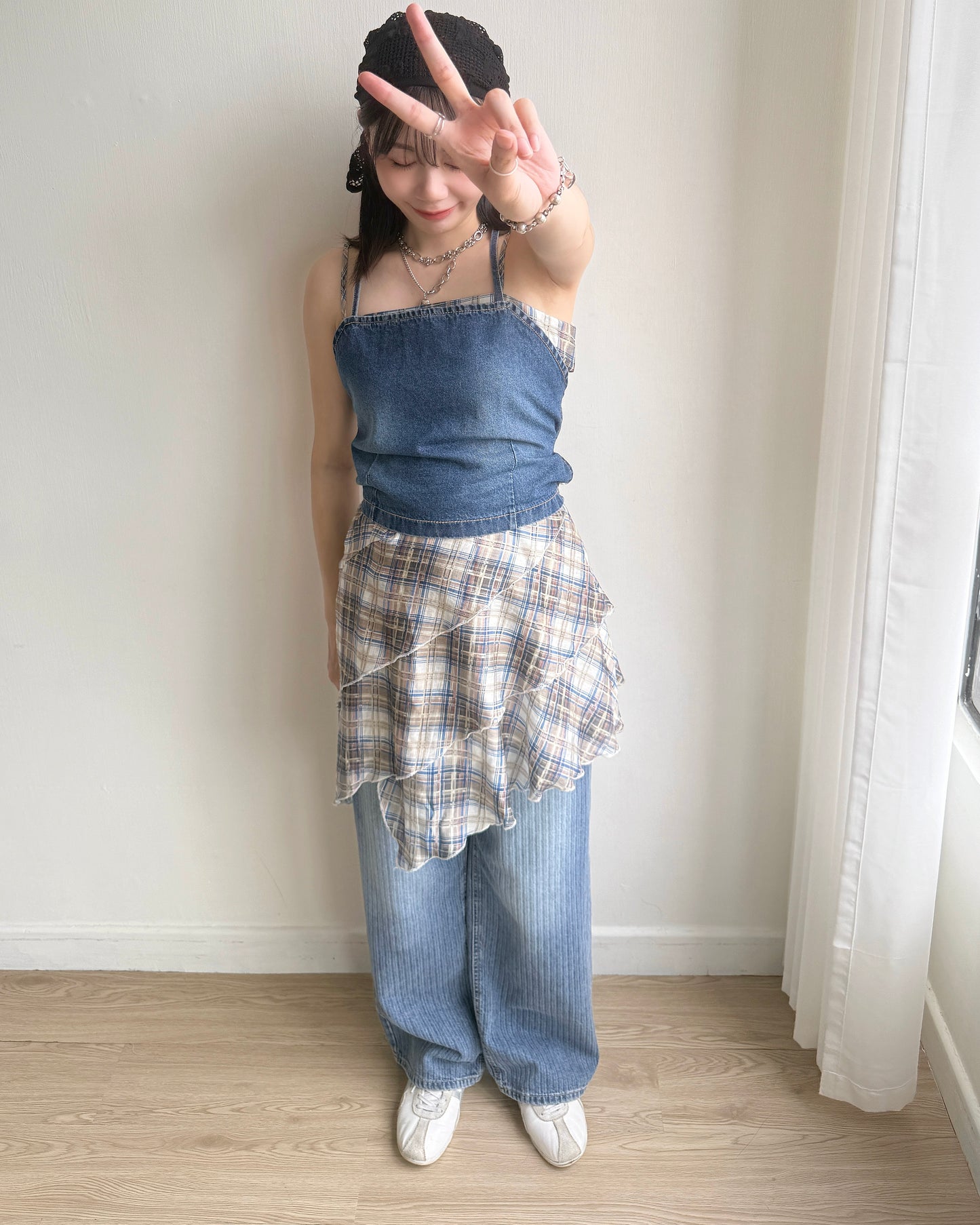 VT253 Denim Strap Camisole - Light Blue | Navy