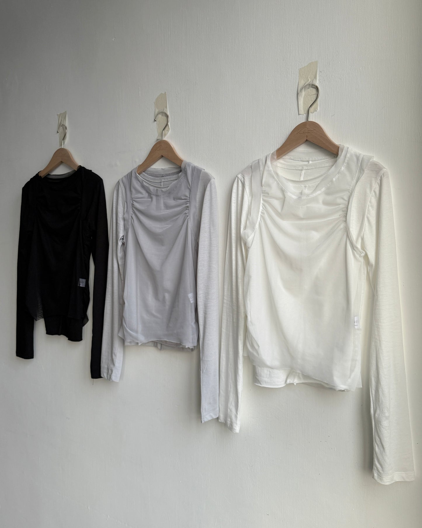 TP577 Mesh Shirring Twinset - White | Gray | Black