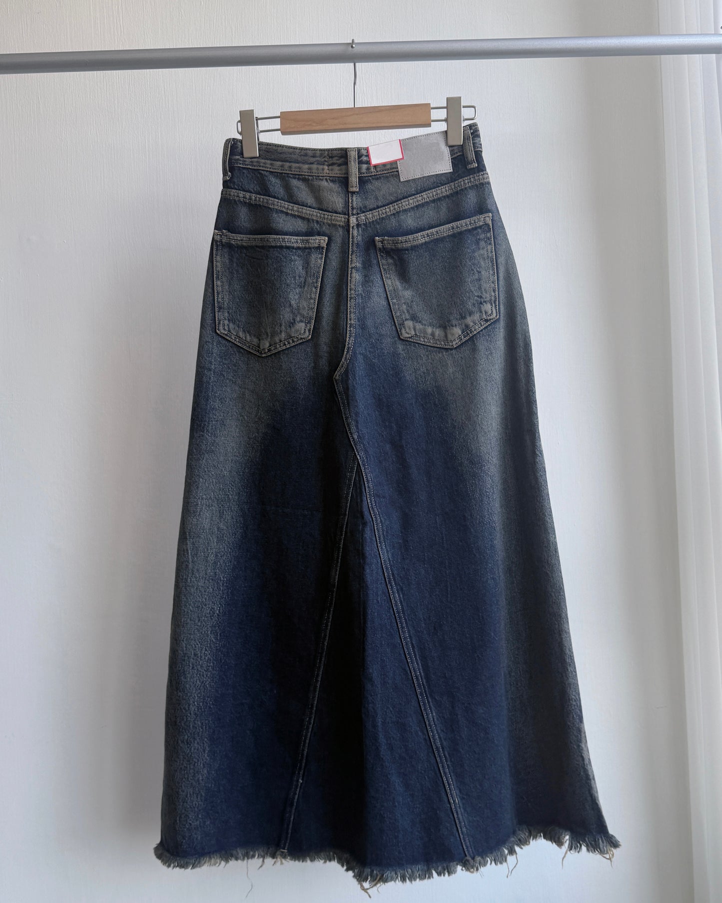 SK196 Dirty Crack Denim Skirt - Navy
