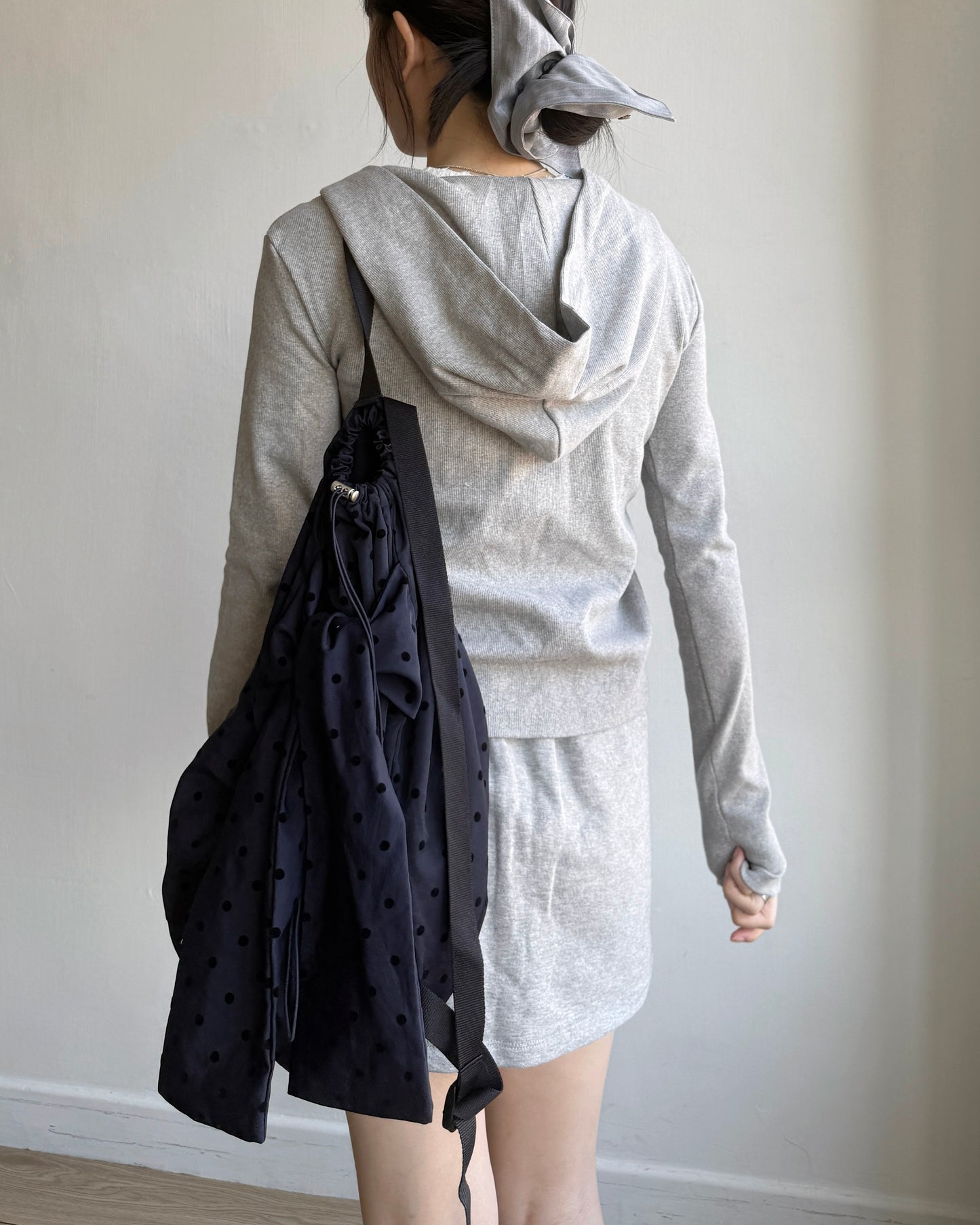 BG032 Polka Dot Backpack - Navy | Drak Gray