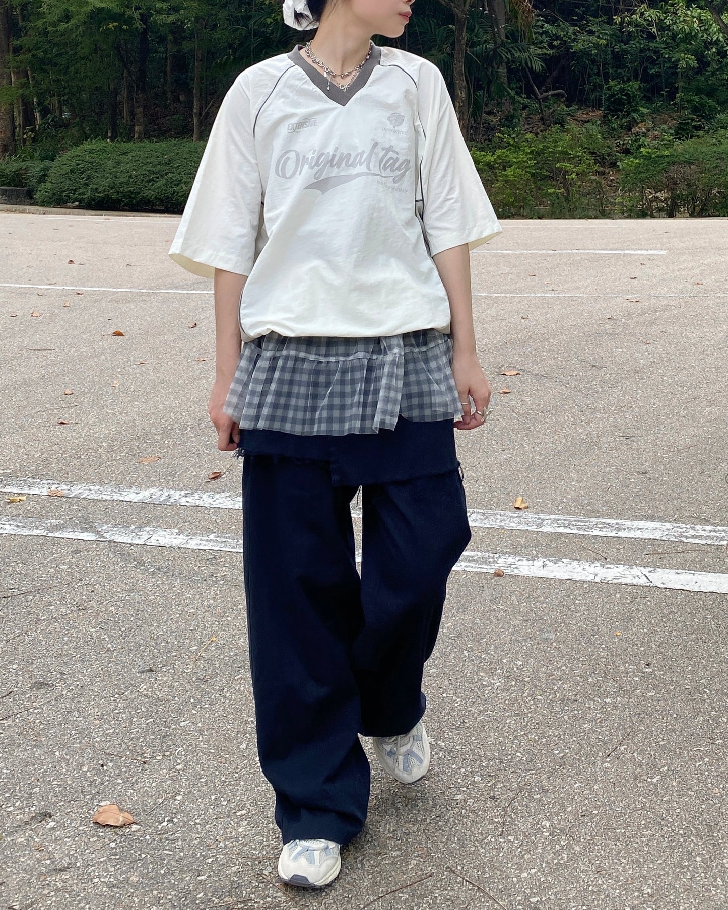 PT071 Wrap Pants - Beige | Navy
