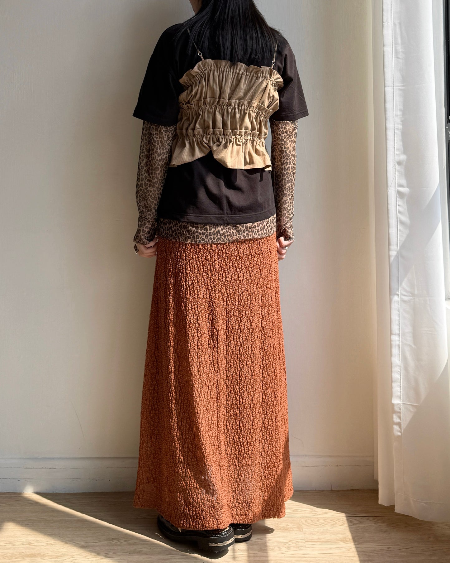 SK204 Lace Maxi Skirt - Brick | Gray