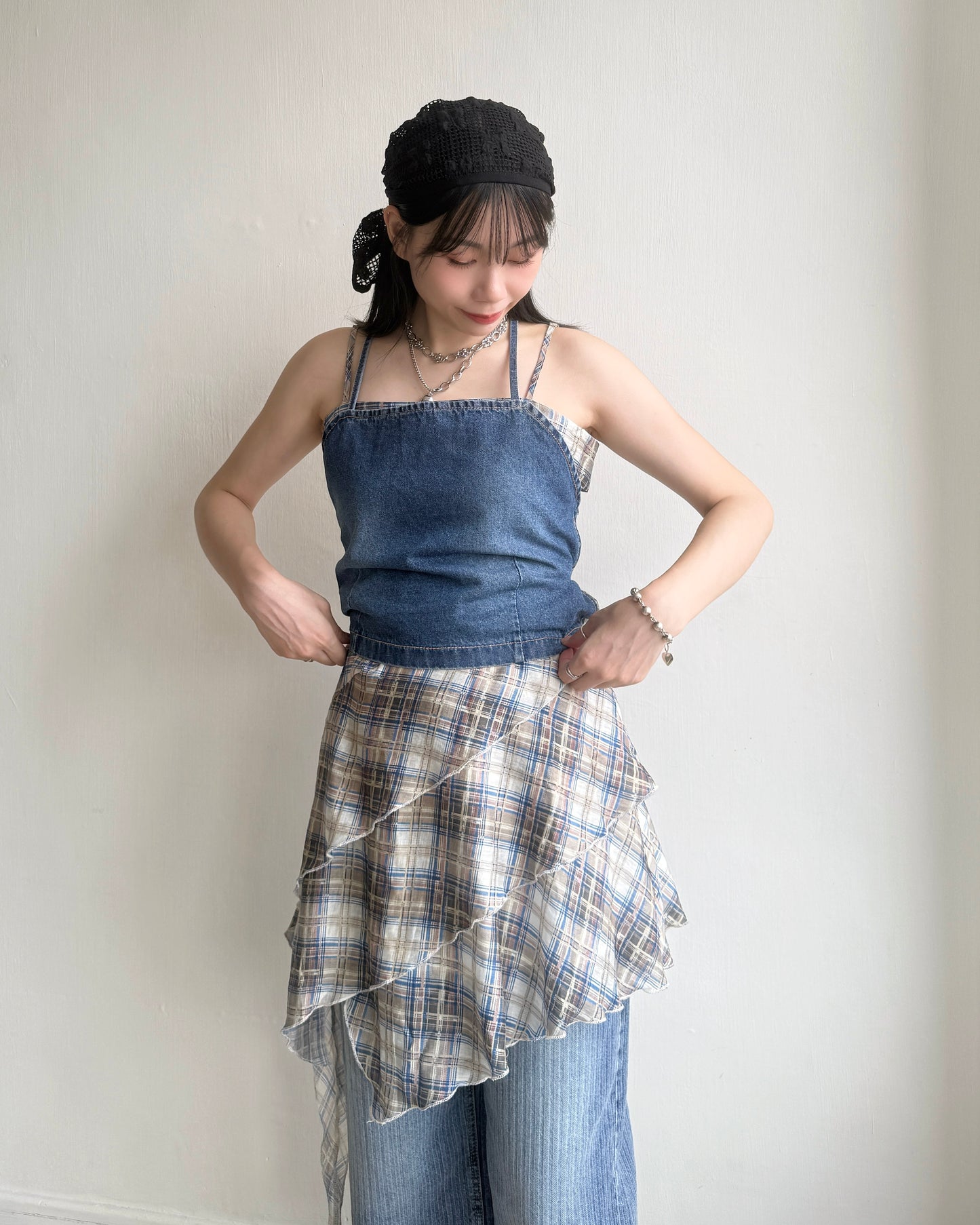 VT253 Denim Strap Camisole - Light Blue | Navy