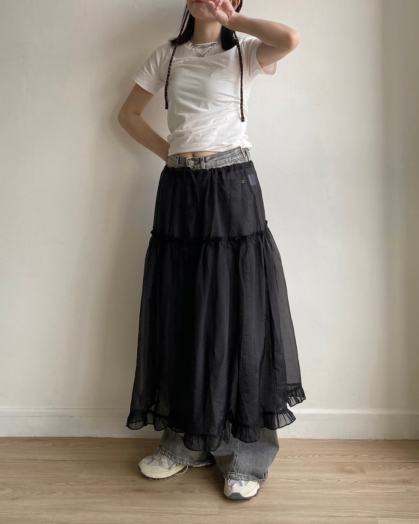 TP520 Pin-tuck Pleated Tee - Black | Navy | White