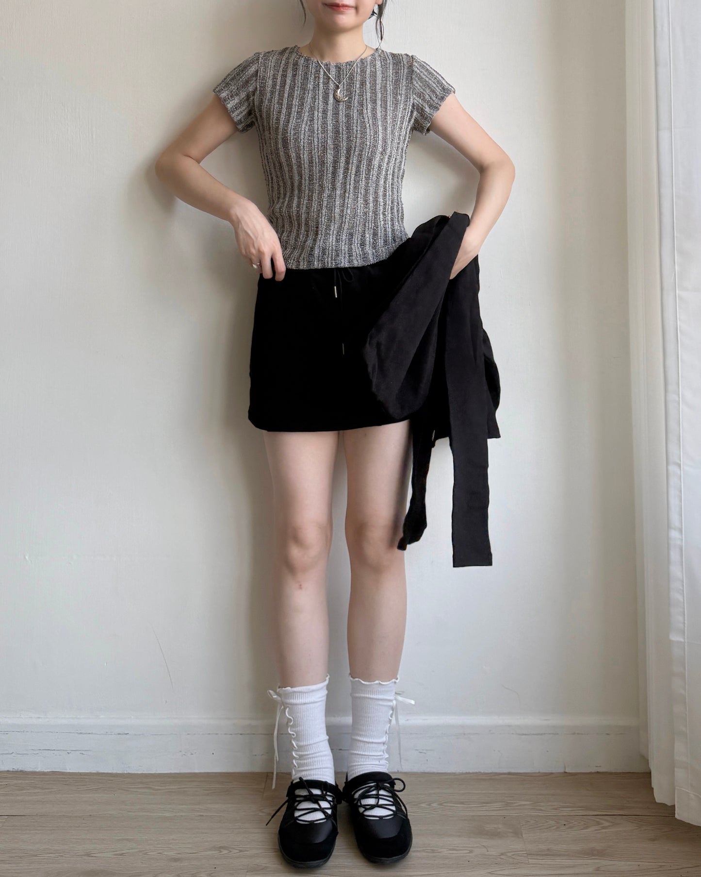 TP539 Knit Top - White | Charcoal