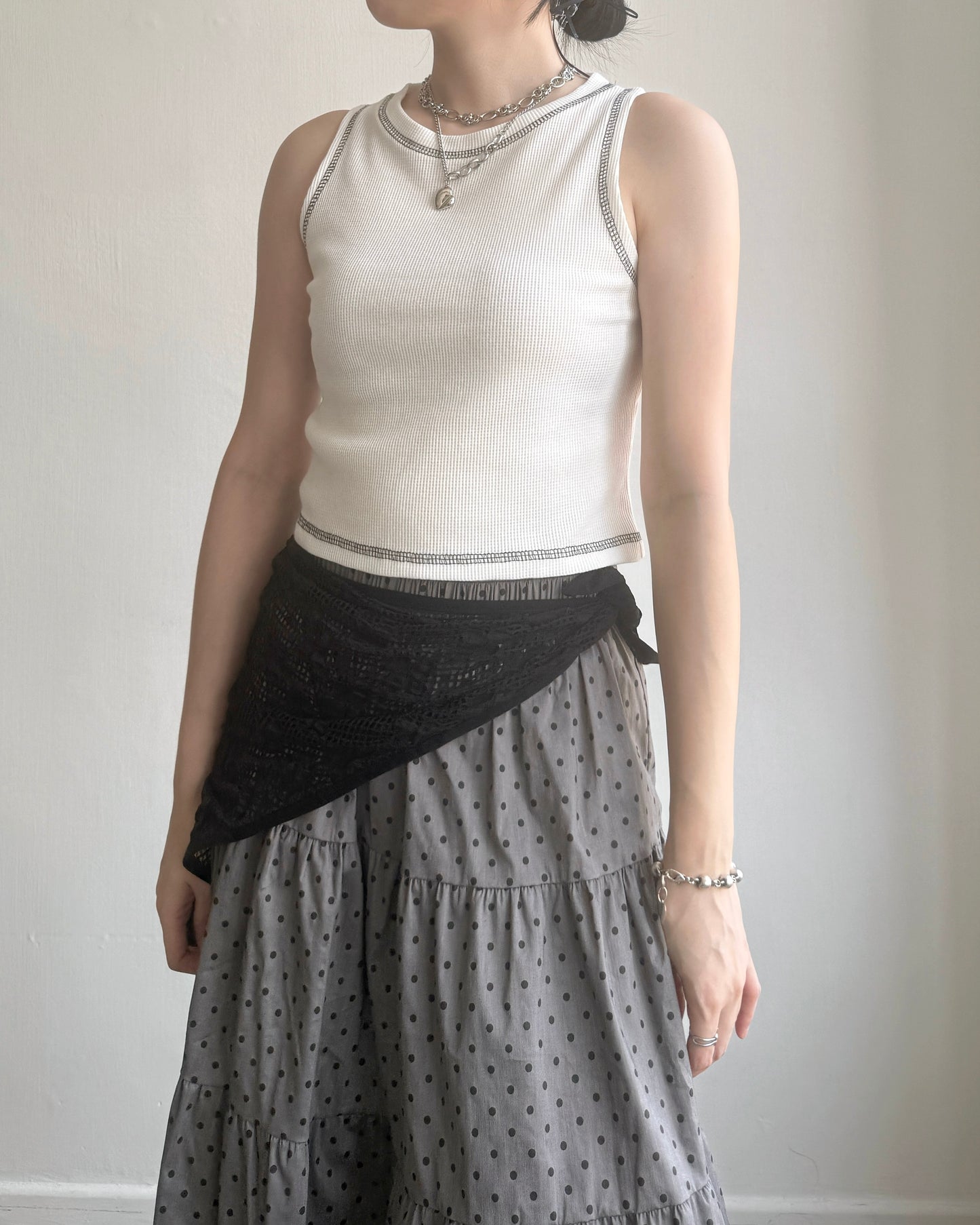 KA4349 Popcorn Scarf - Ivory | Black