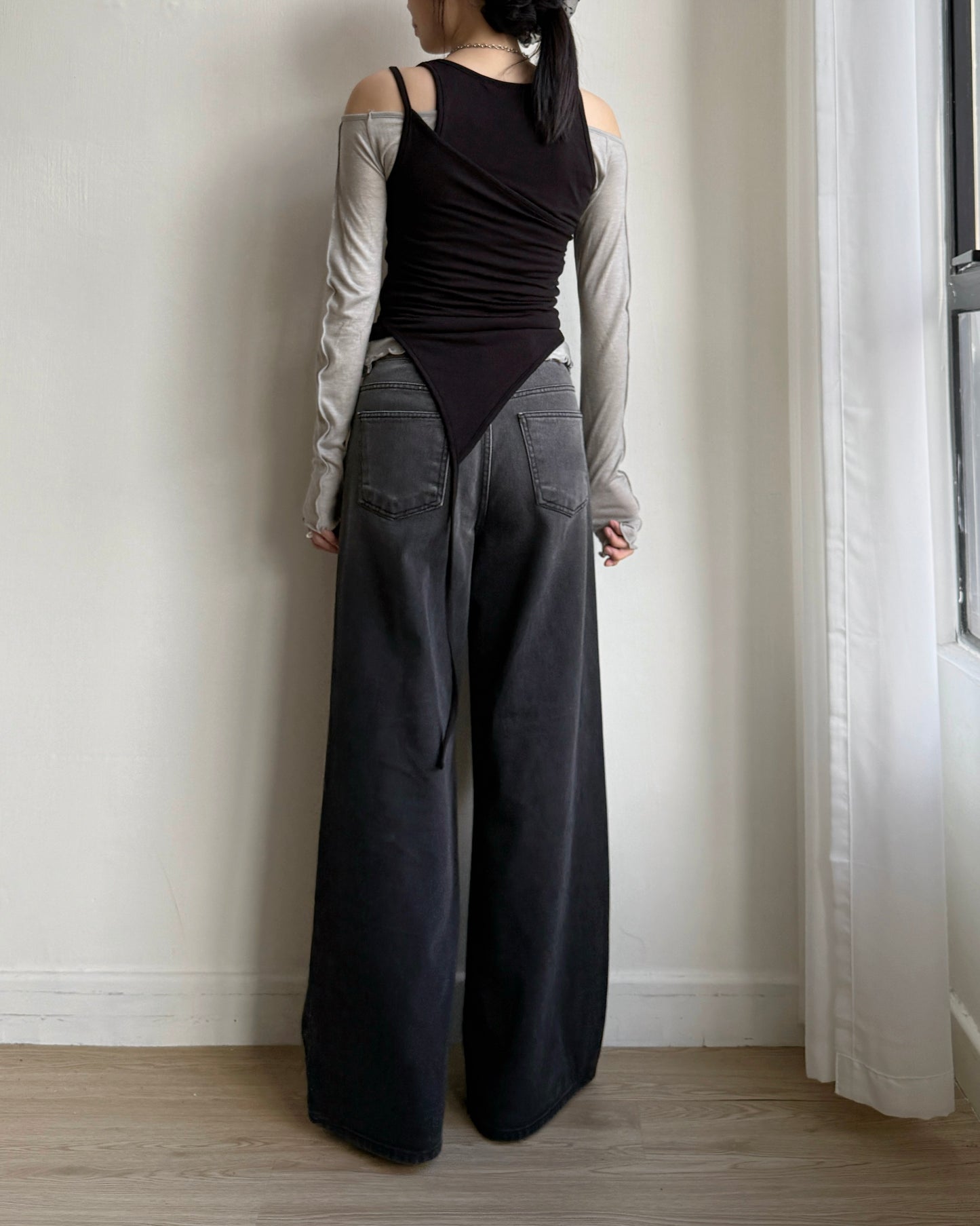🩵牛仔褲限定優惠 JN060 Washed Wide Jeans - Brown | Drak Gray
