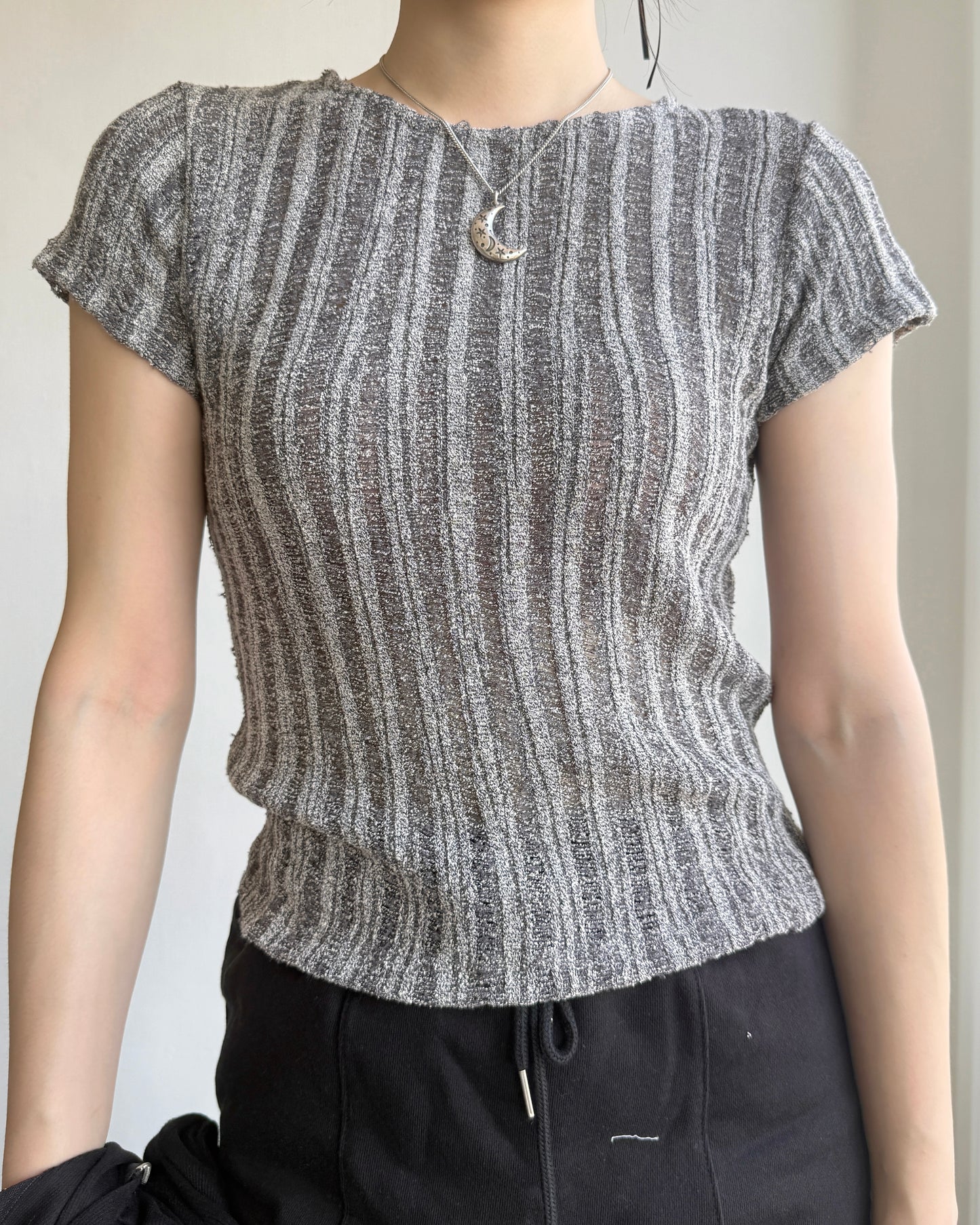 TP539 Knit Top - White | Charcoal