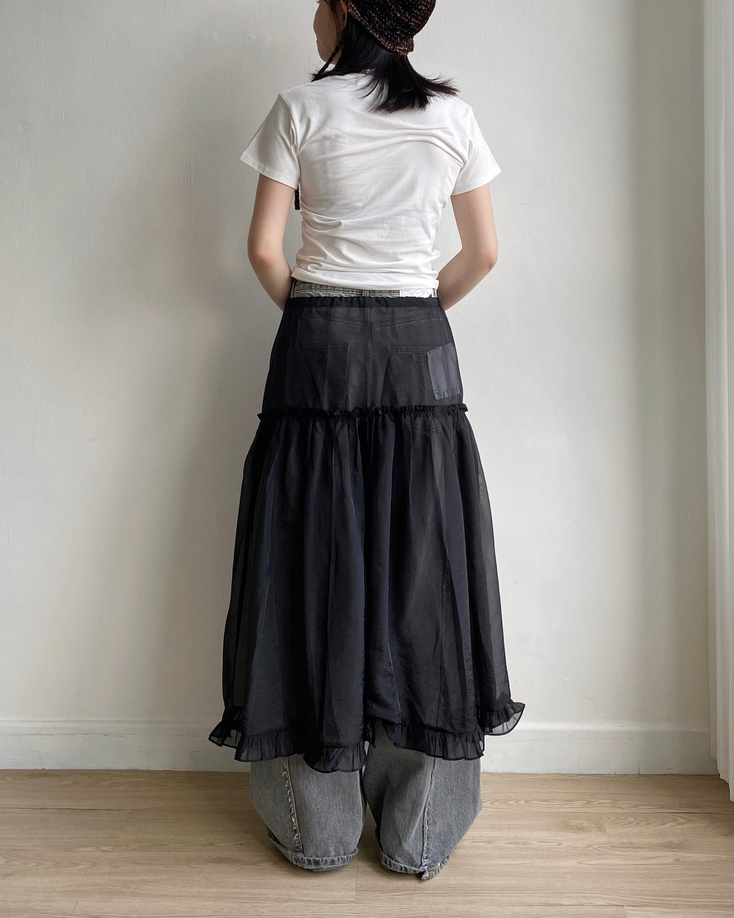 SK189 Sheer Skirt - Blue | Back | White