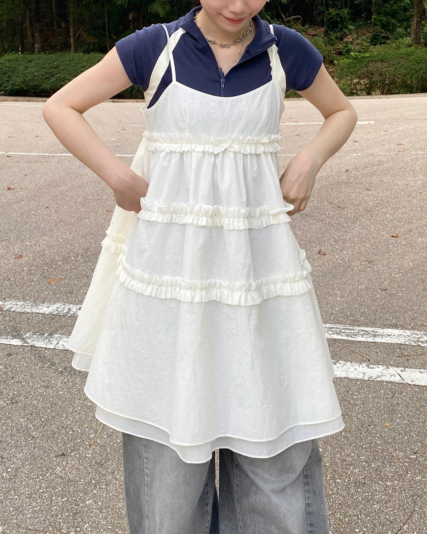DS273 Balloon Frill OPS - Ivory | Black