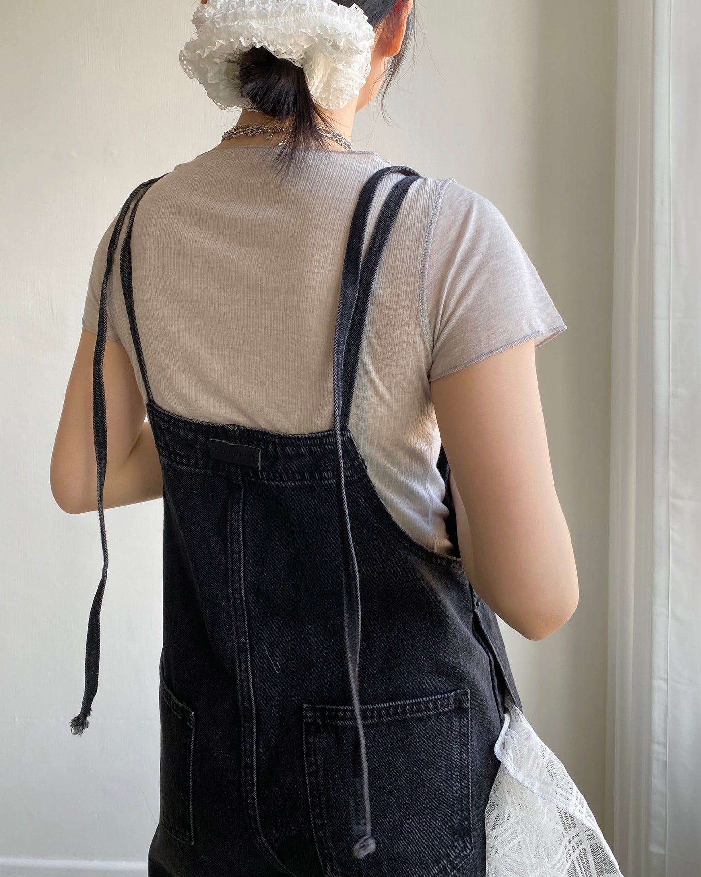 DS275 Unbalanced Overalls Denim Pants