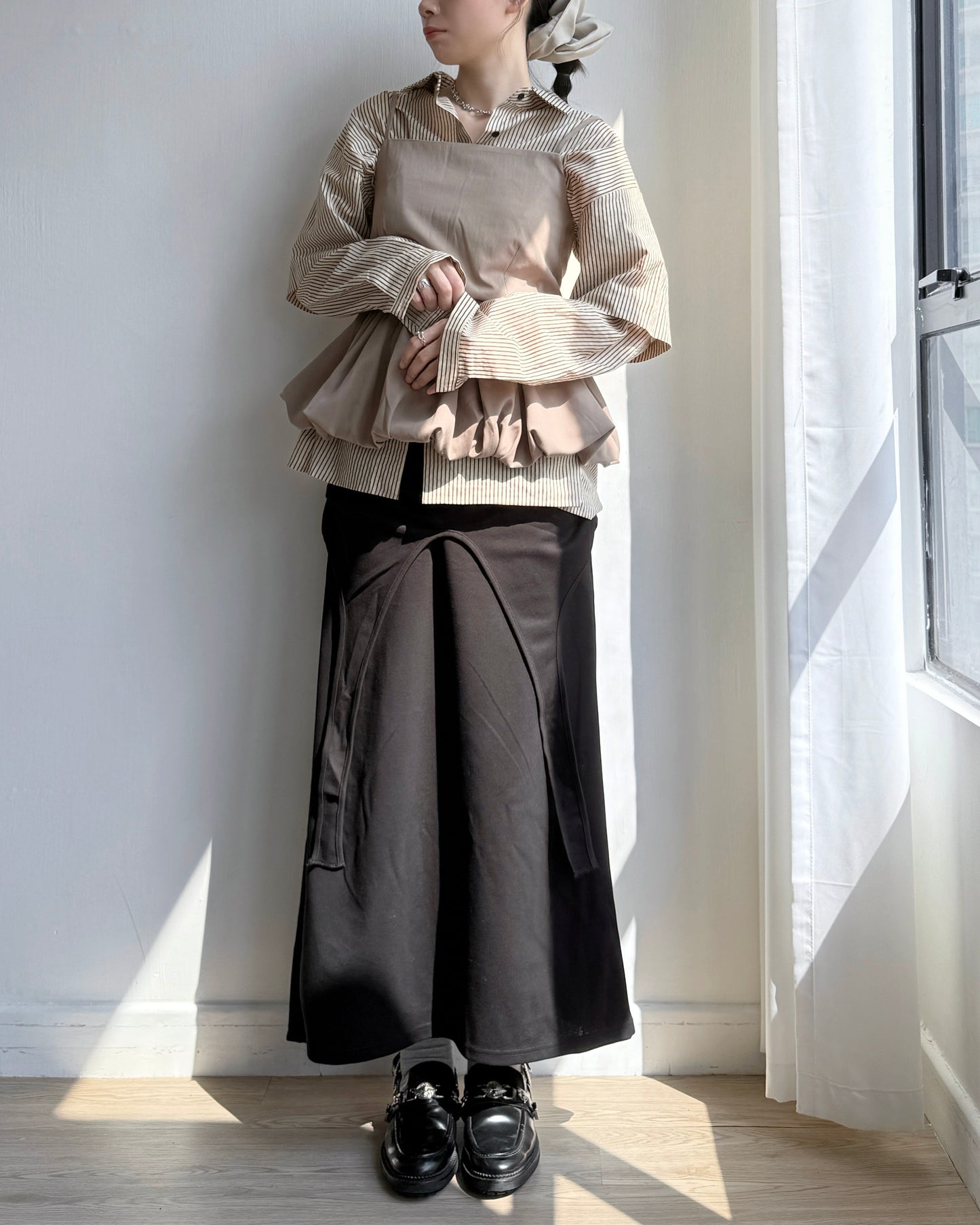 TP551 Layered Shirt - Beige | Navy