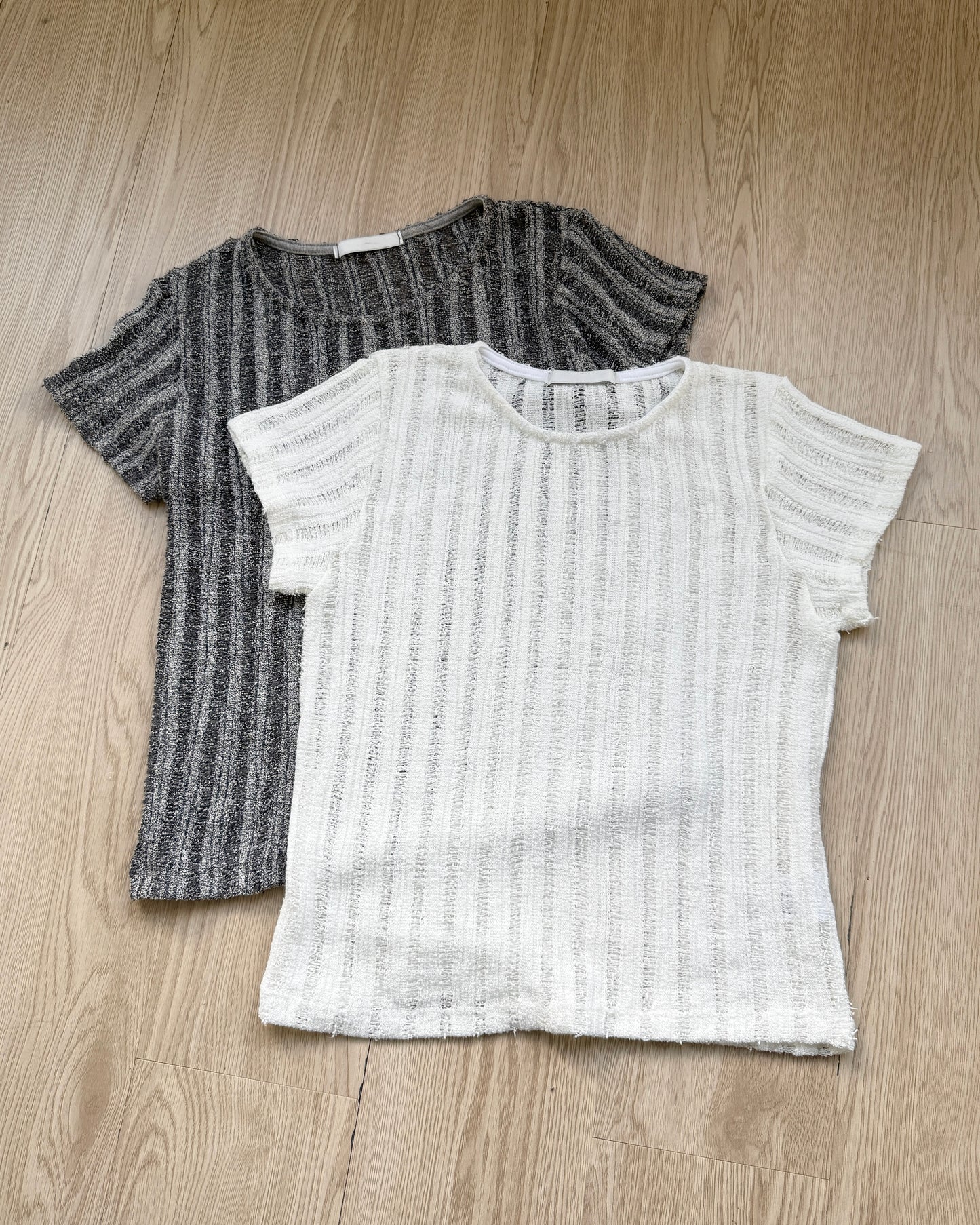 TP539 Knit Top - White | Charcoal