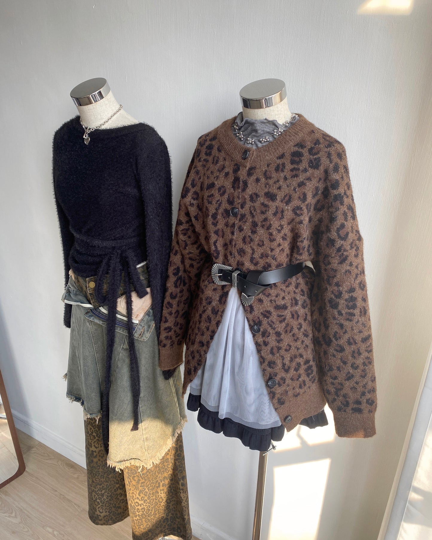 JN056 Leopard Print Jeans - Brown