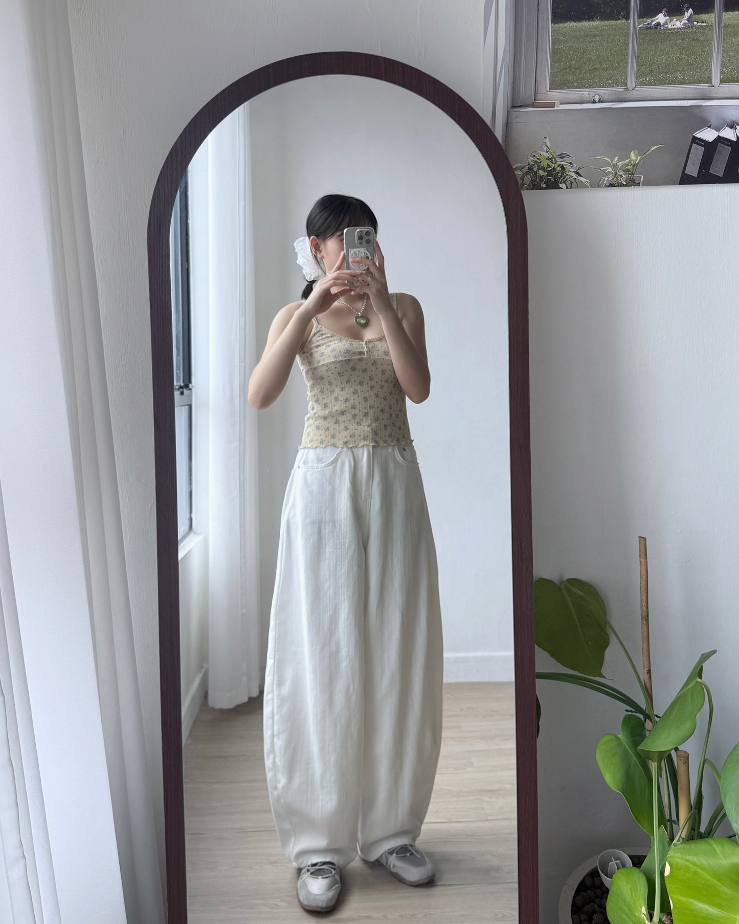JN059 Flying Needle Wide Pants - White