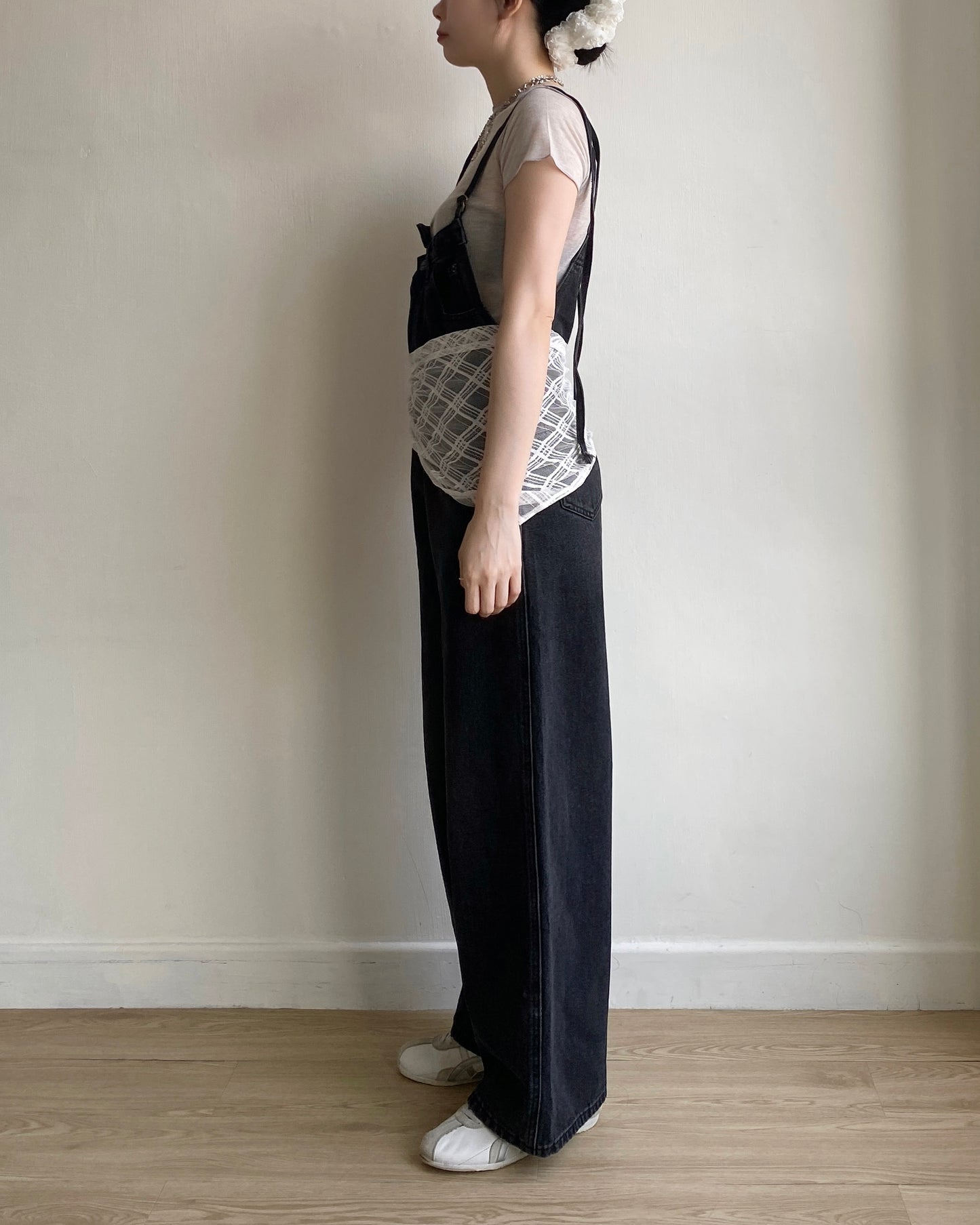 DS275 Unbalanced Overalls Denim Pants