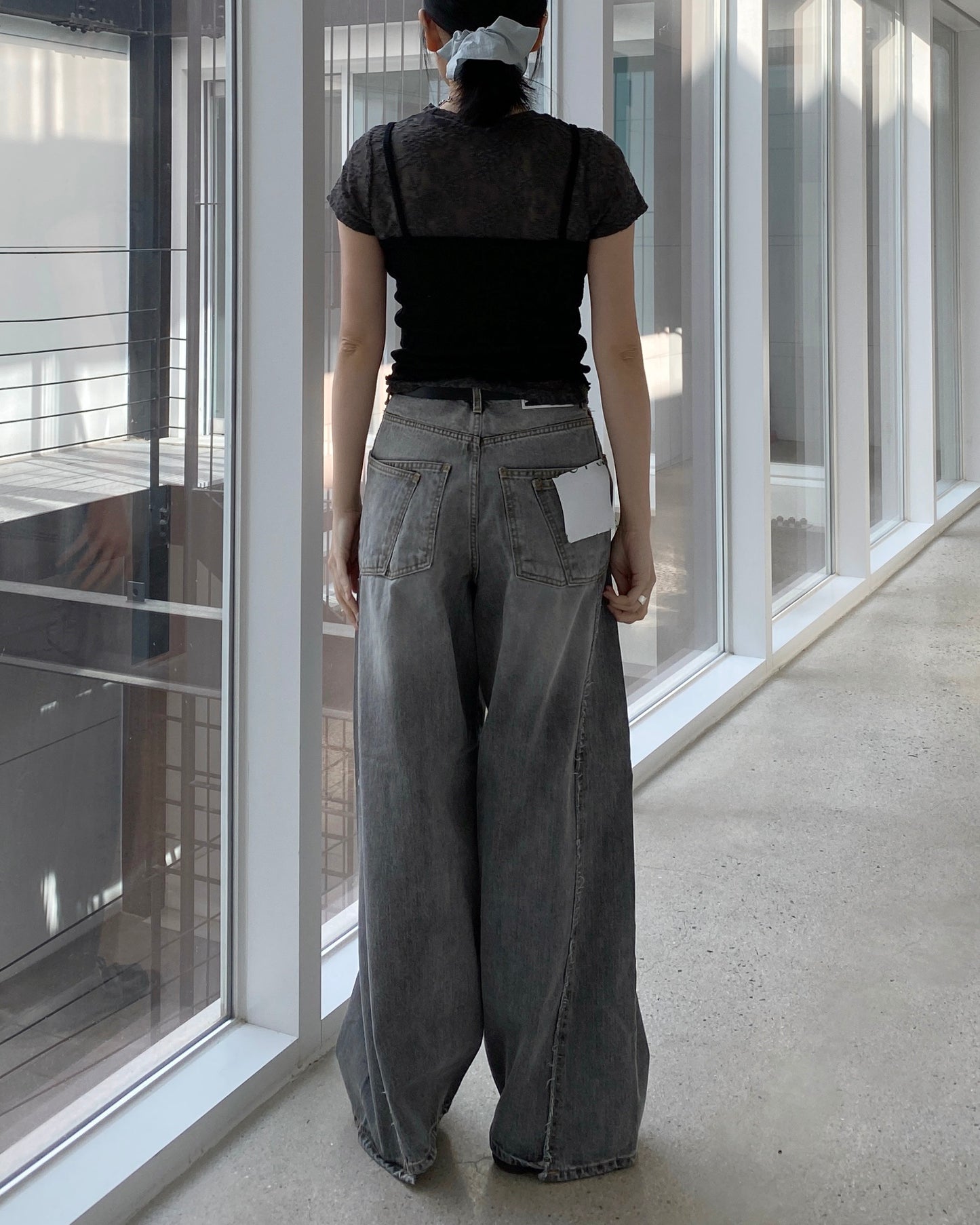 TP510 Lace Sheer Top - Gray | White