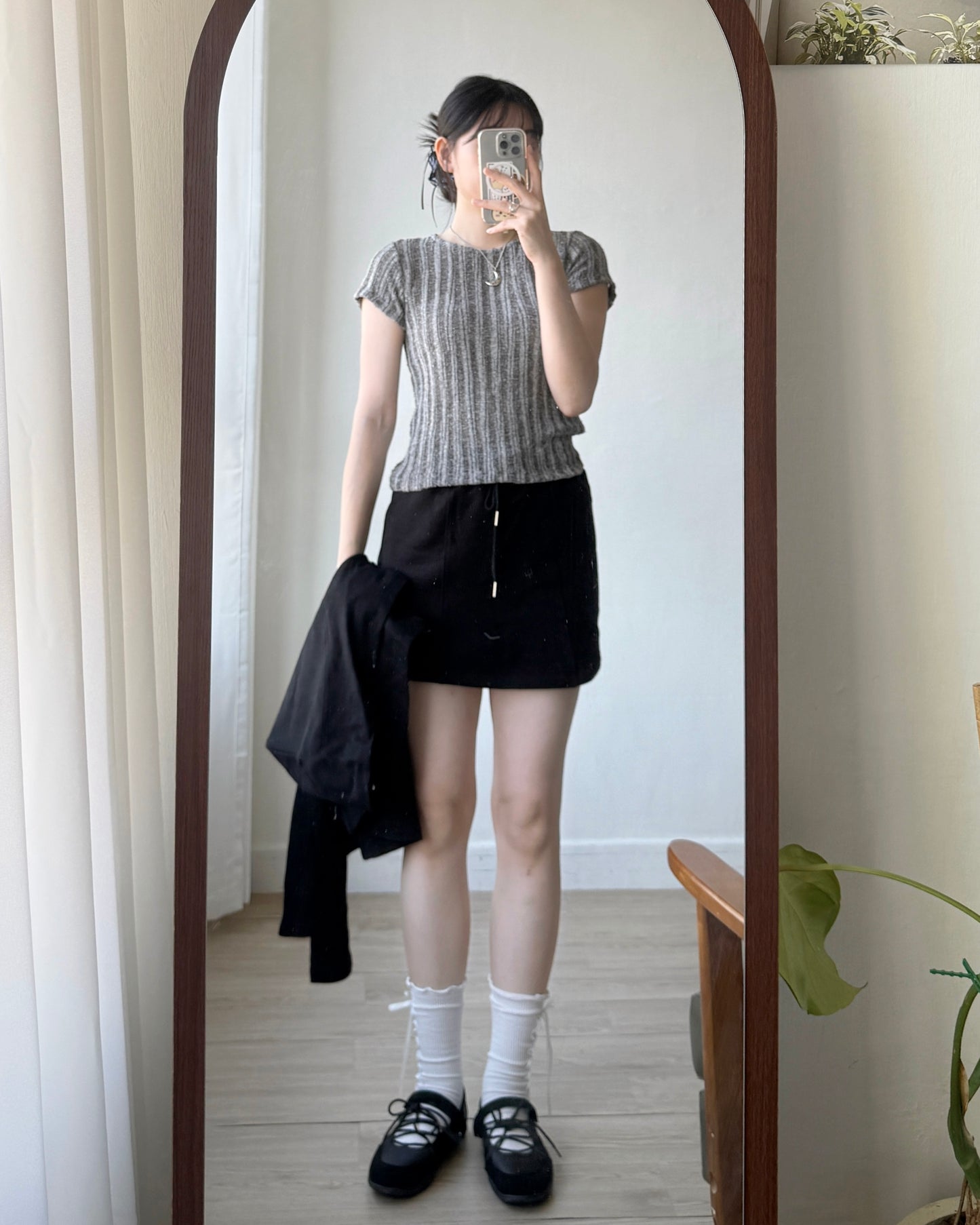 TP539 Knit Top - White | Charcoal