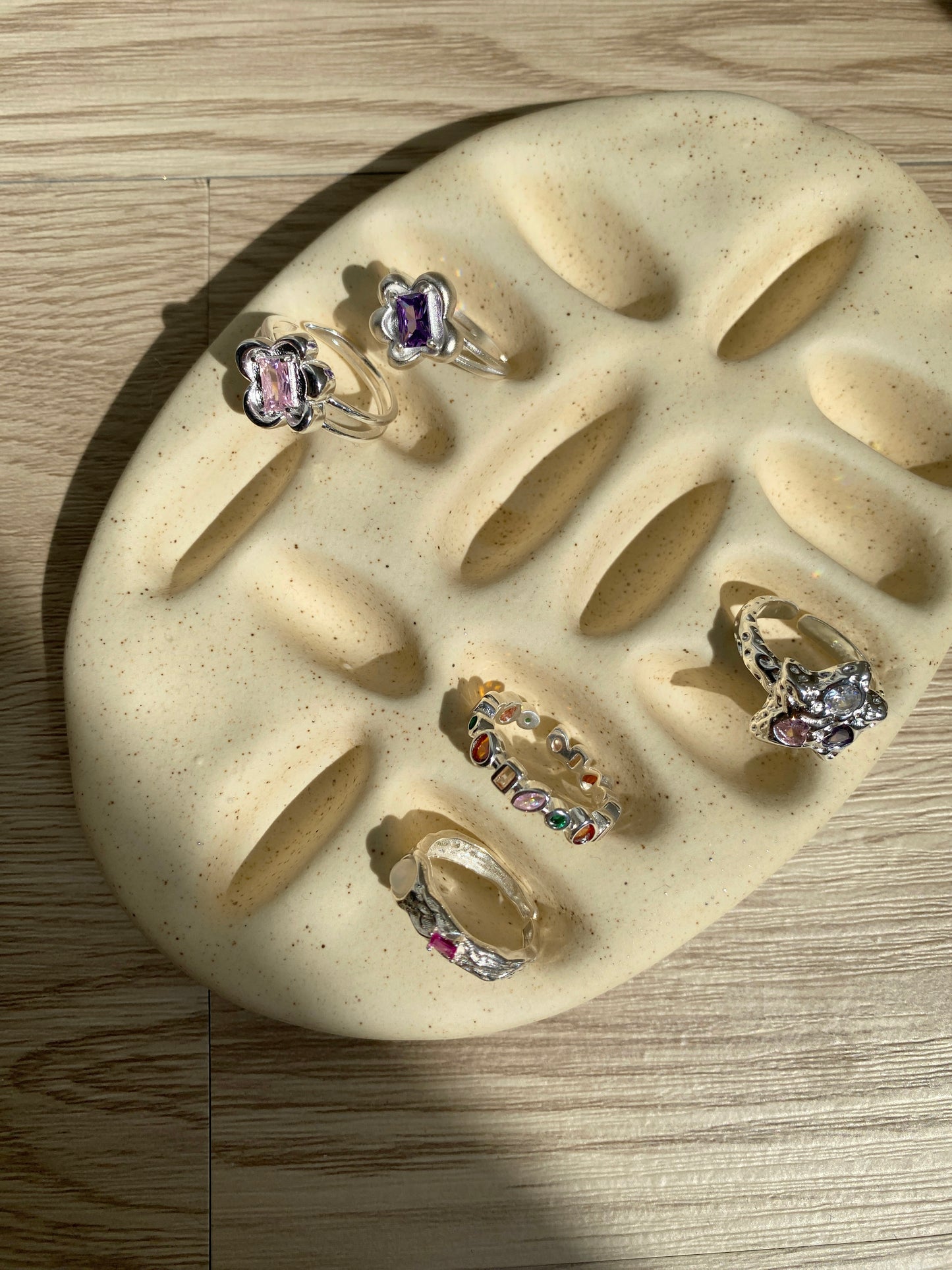 KA303 S925 Colour Glass Ring