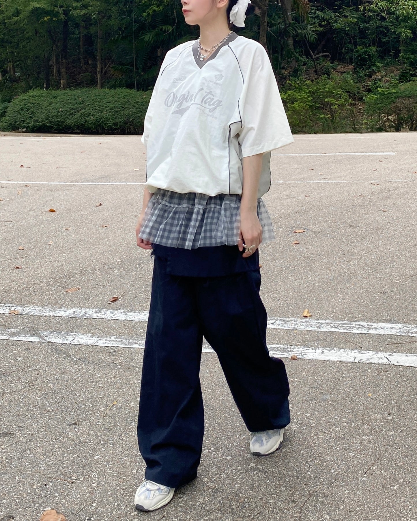 PT071 Wrap Pants - Beige | Navy