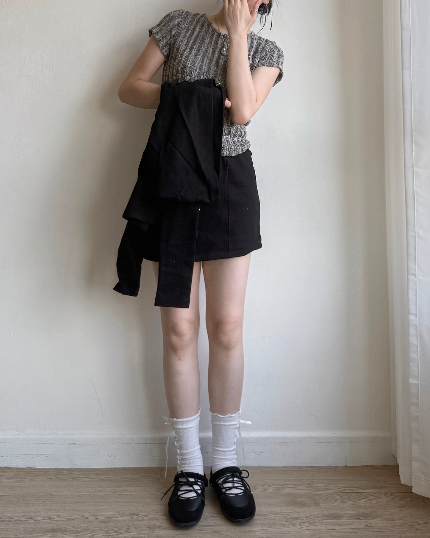 TP539 Knit Top - White | Charcoal