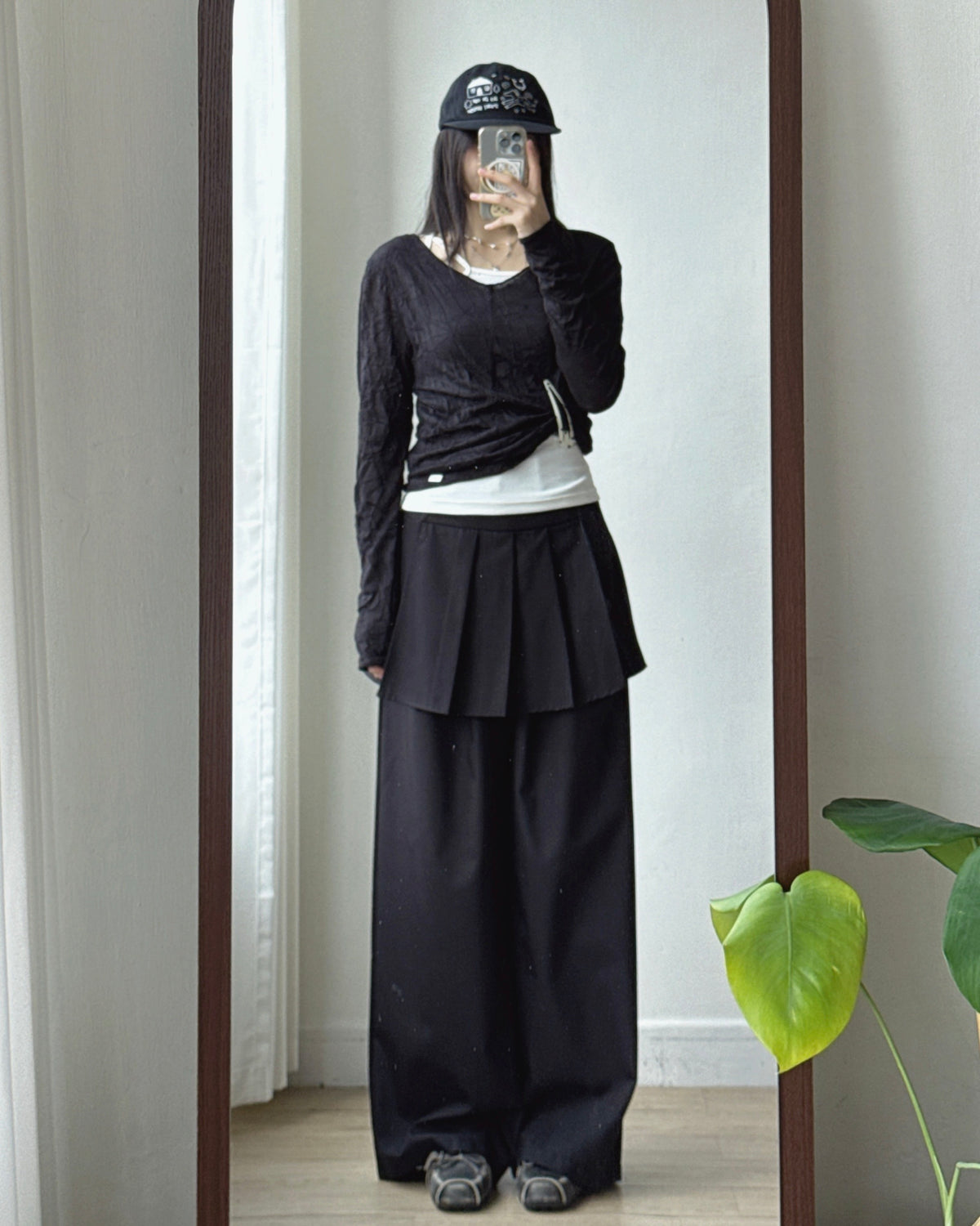 TP608 V-Neck Wrinkles Top - Ivory | Gray | Black